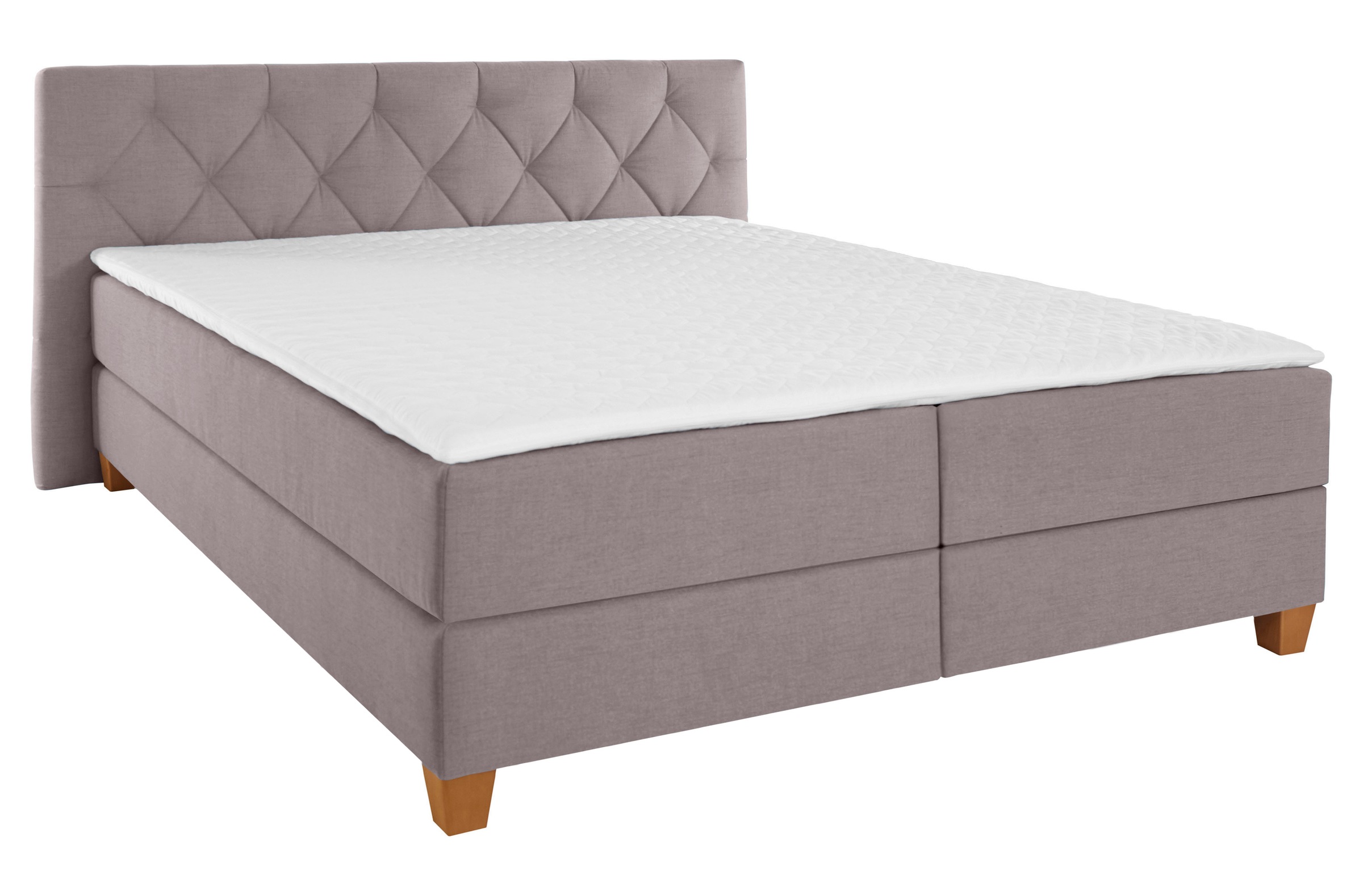 Boxspringbett HOME AFFAIRE "Harmones", grau (hellgrau), B:203cm L:210cm, Struktur (100% Polyester), Komplettbetten, Boxspringbett, in 3 Breiten, Härtegrad auch im Mix mit je 1 Matratze in H2 und H3 3