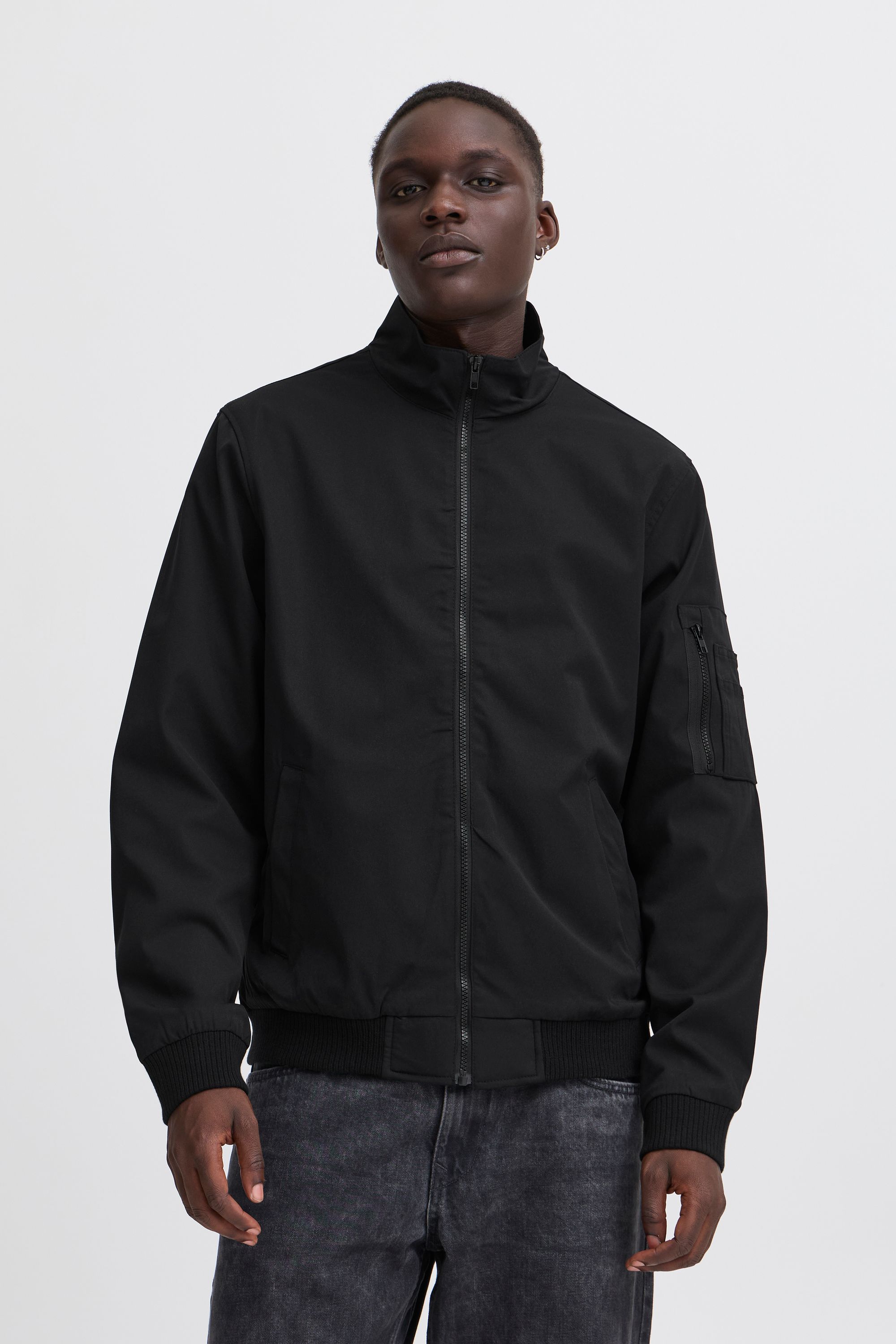 BLEND Herren Outdoorjacke "BHEFI", schwarz, Basic, Gr. XL, unifarben, 100% Polyester, Jacken, Klassische Bomberjacke mit Stehkragen