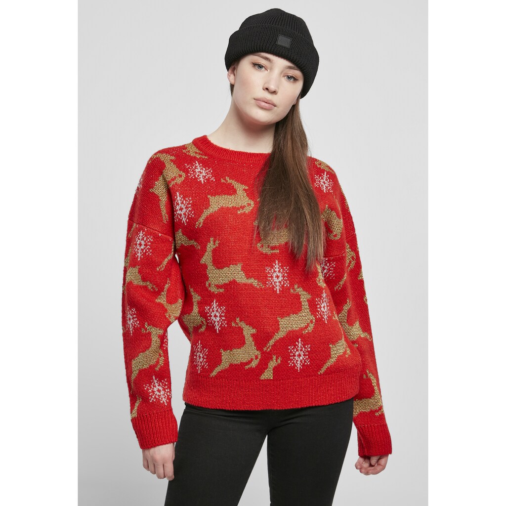 URBAN CLASSICS Rundhalspullover »Urban Classics Damen Ladies Oversized Christmas Sweater«, (1 tlg.)