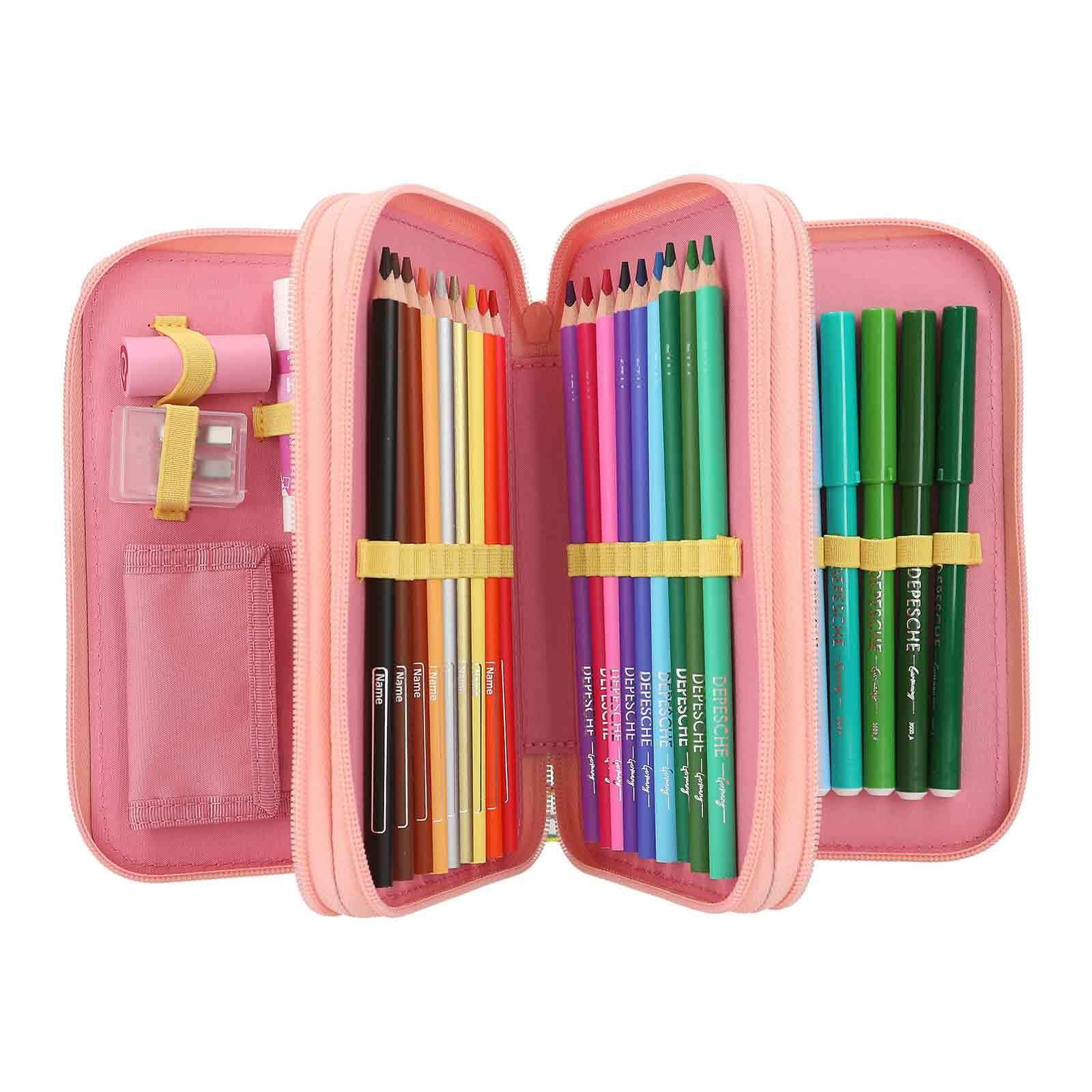 Depesche Buntstift »3-Fach Federtasche JUICY inkl. Stifte TOPModel 7,5 x 13 x 20 cm altrosa«