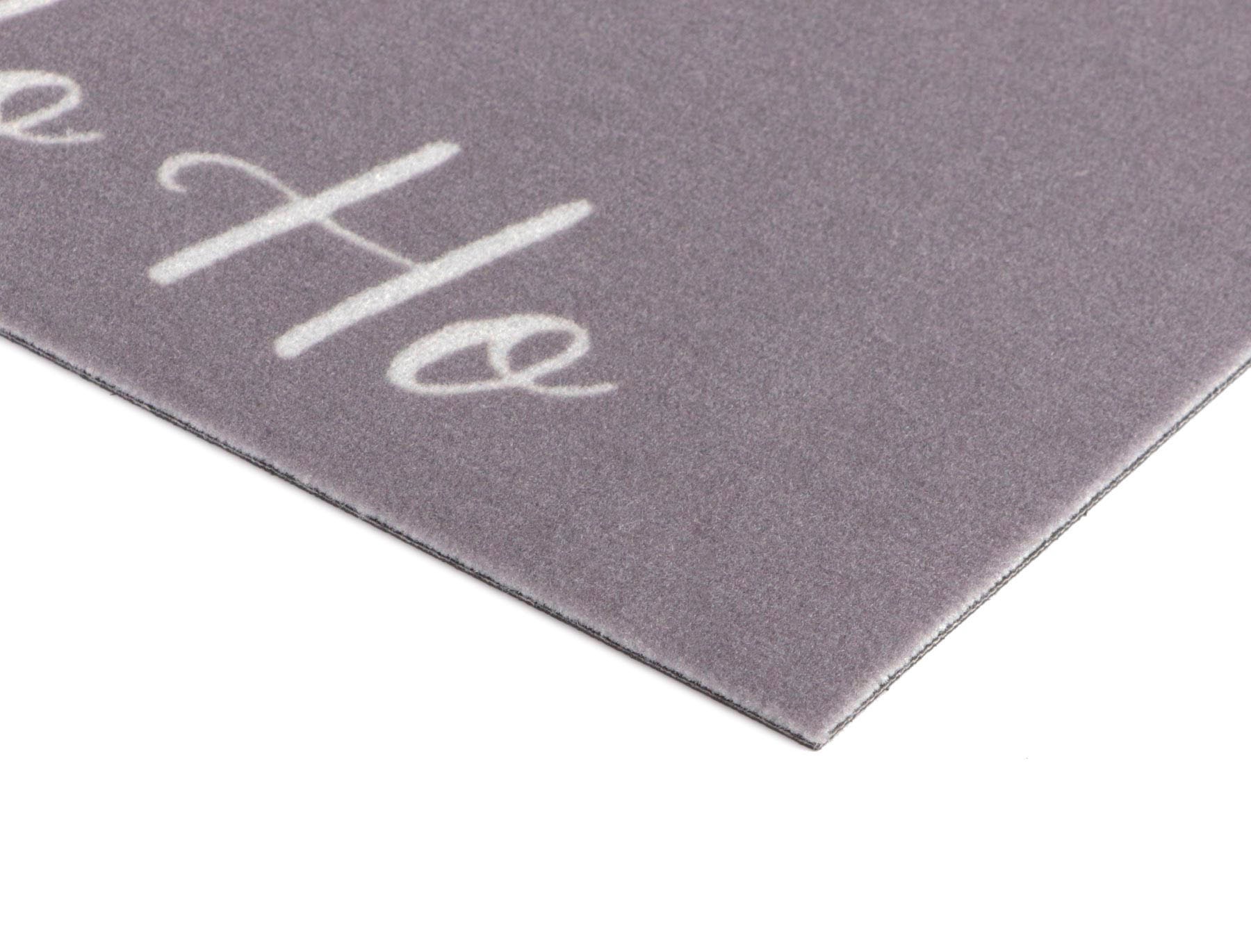 Fußmatte "VELVET - HOHOHO, Made in Belgium", grau, B:60cm H:5mm L:40cm, Polyamid, PRIMAFLOR-IDEEN IN TEXTIL, Teppiche, Fußmatte, Schmutzfangmatte, Weihnachten, mit Spruch, waschbar, rutschhemmend 3