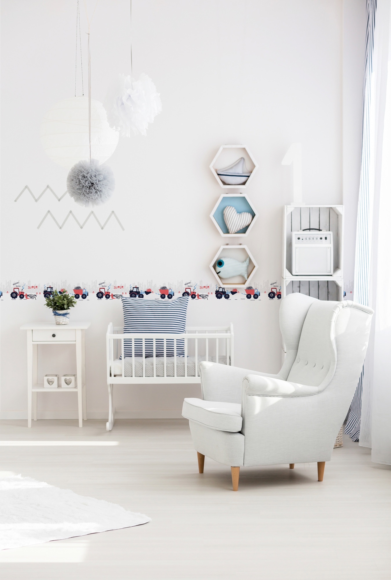A.S. Création Bordüre »Super Tractor«, Motiv-abstrakt-naturalistisch, Papier Wand Schräge Tür Borte Wohnzimmer Schlafzimmer Küche Flur Optik
