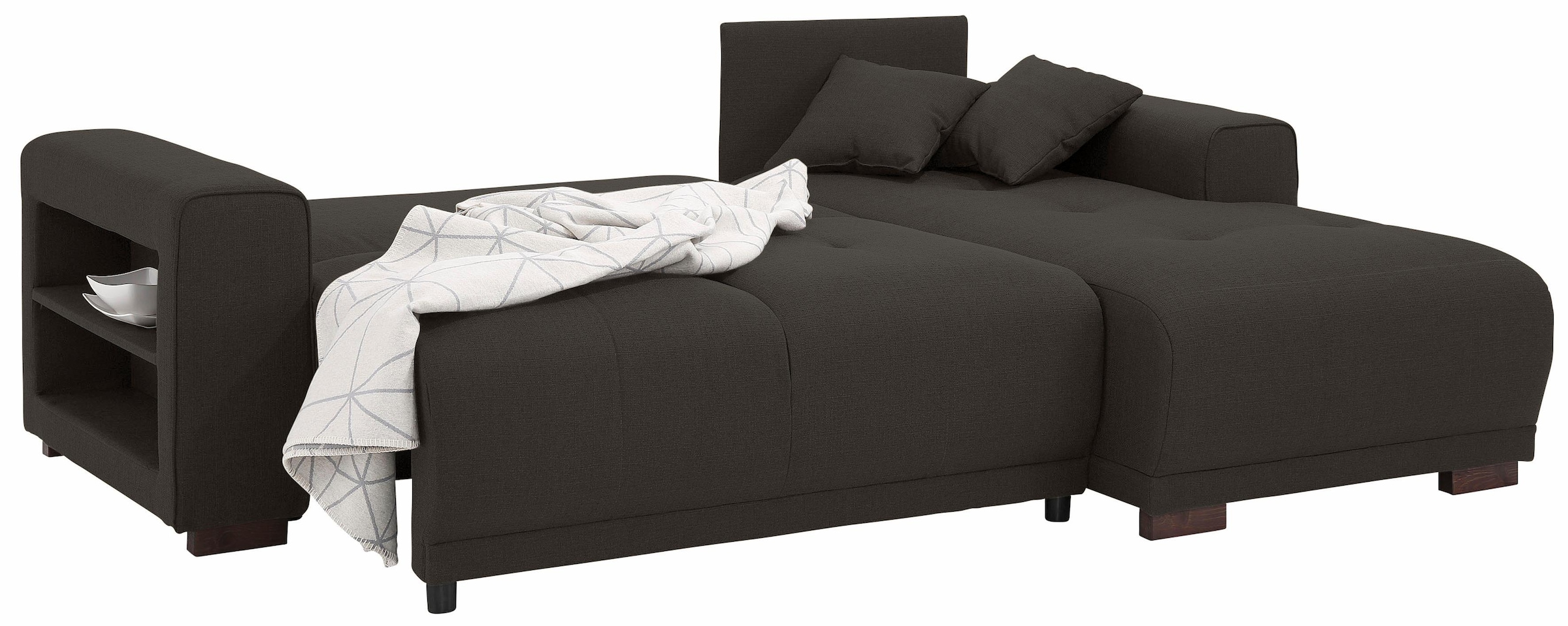 Home affaire Ecksofa »Viborg L-Form«, mit Regal in der Armlehne, wahlweise mit Bettfunktion
