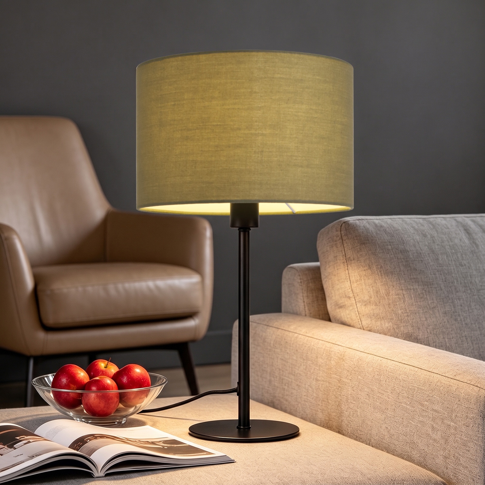 OTTO home Tischleuchte »Avveline - Textilschirm Tischlampe« E14 1 Stk. Tischlampe mit Stoffschirm, Höhe 36 cm, Ø 23 cm, Fassung E14