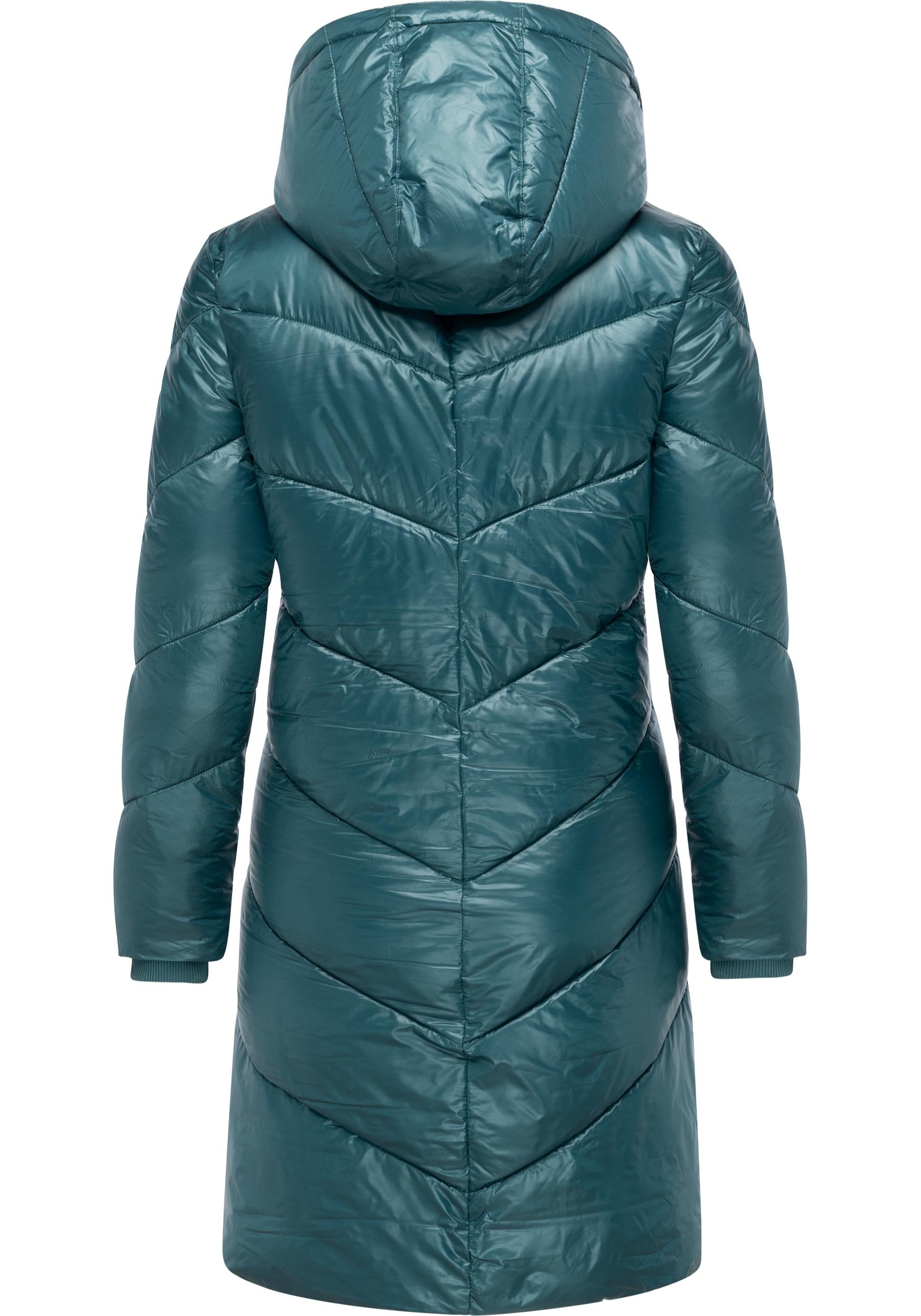 Ragwear Wintermantel »Rebelka Shiny«, Glänzender Winter Steppmantel mit Kapuze