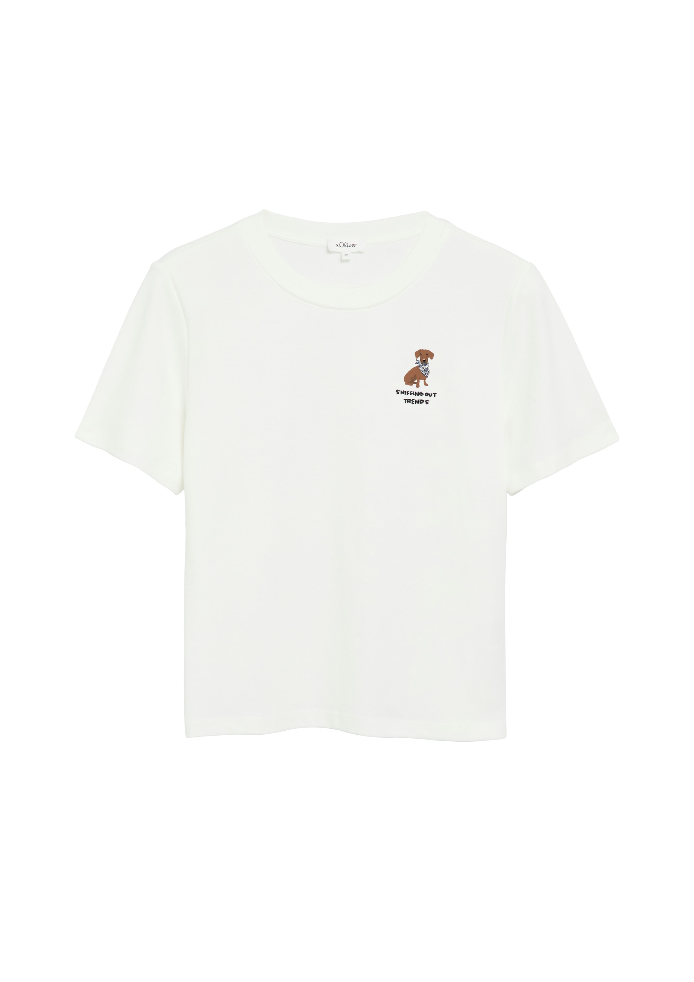 s.Oliver Kurzarmshirt Sommershirt mit kleinem Print/Stickerei