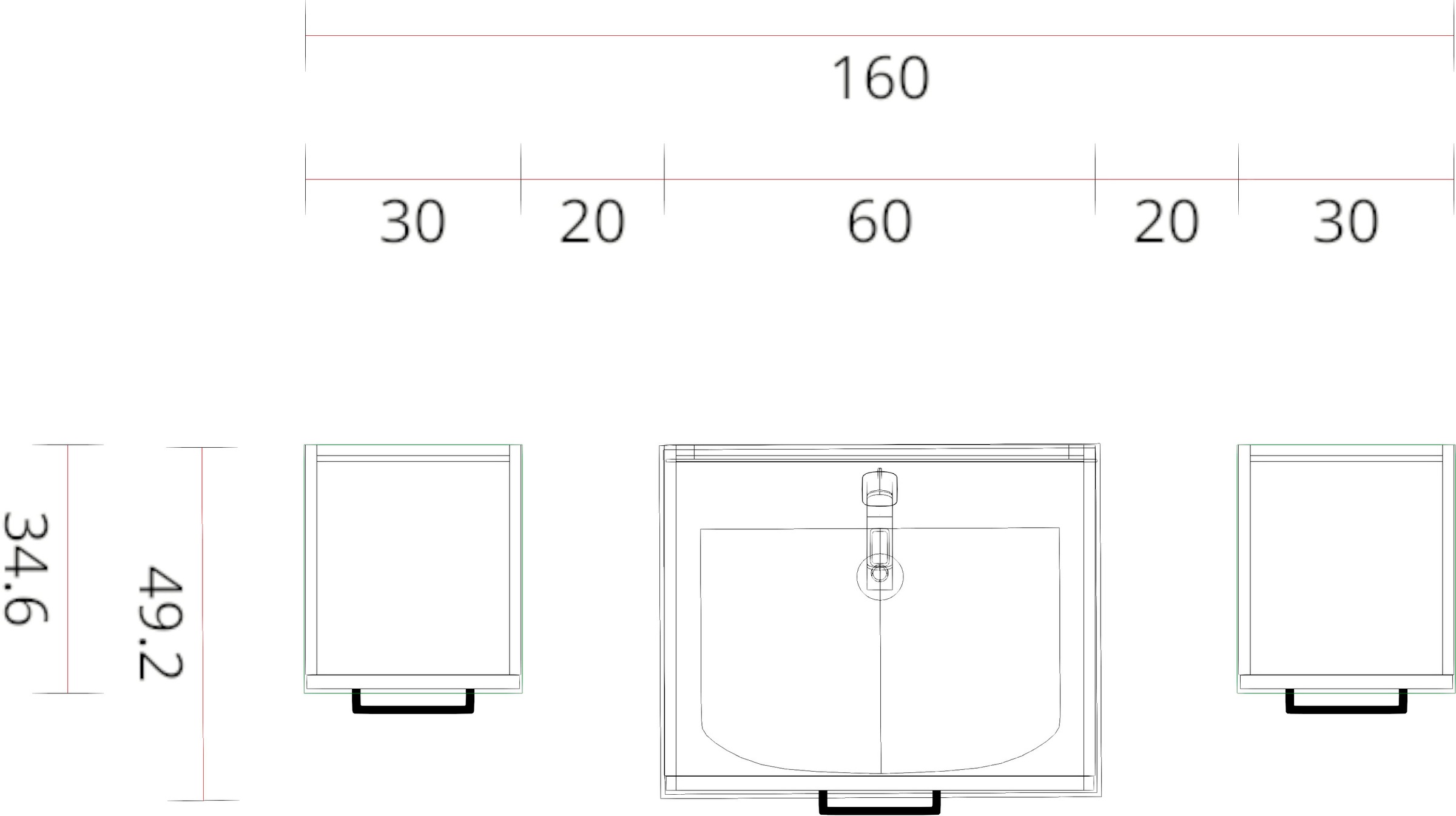 nobilia® elements Badmöbel-Set, (4 St.), Badblock mit Flächenspiegel und Beimöbeln