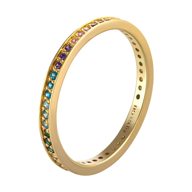 CAÏ Fingerring »925/- Sterling Silber vergoldet Zirkonia Rainbow« online  bestellen | BAUR