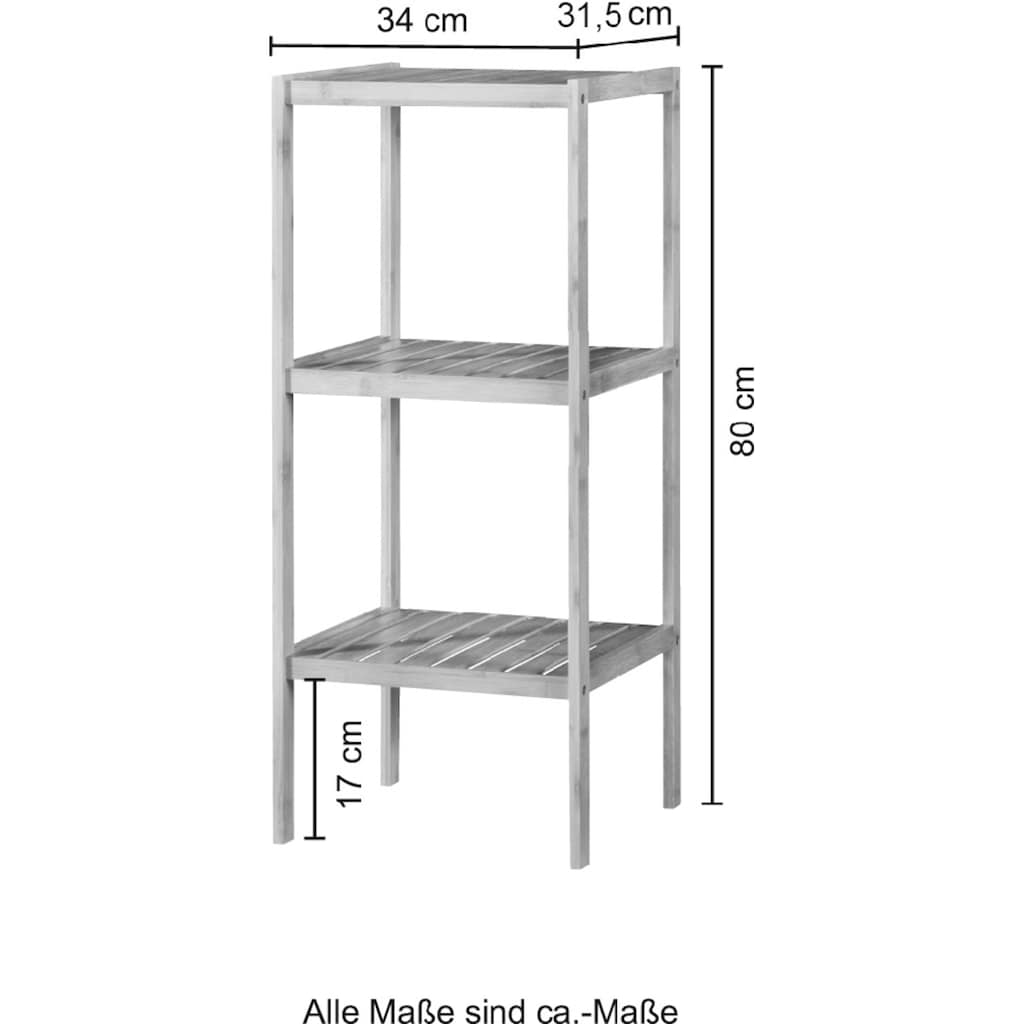 welltime Badregal »Bambus«, Breite 34 cm, mit 3 Ablagen