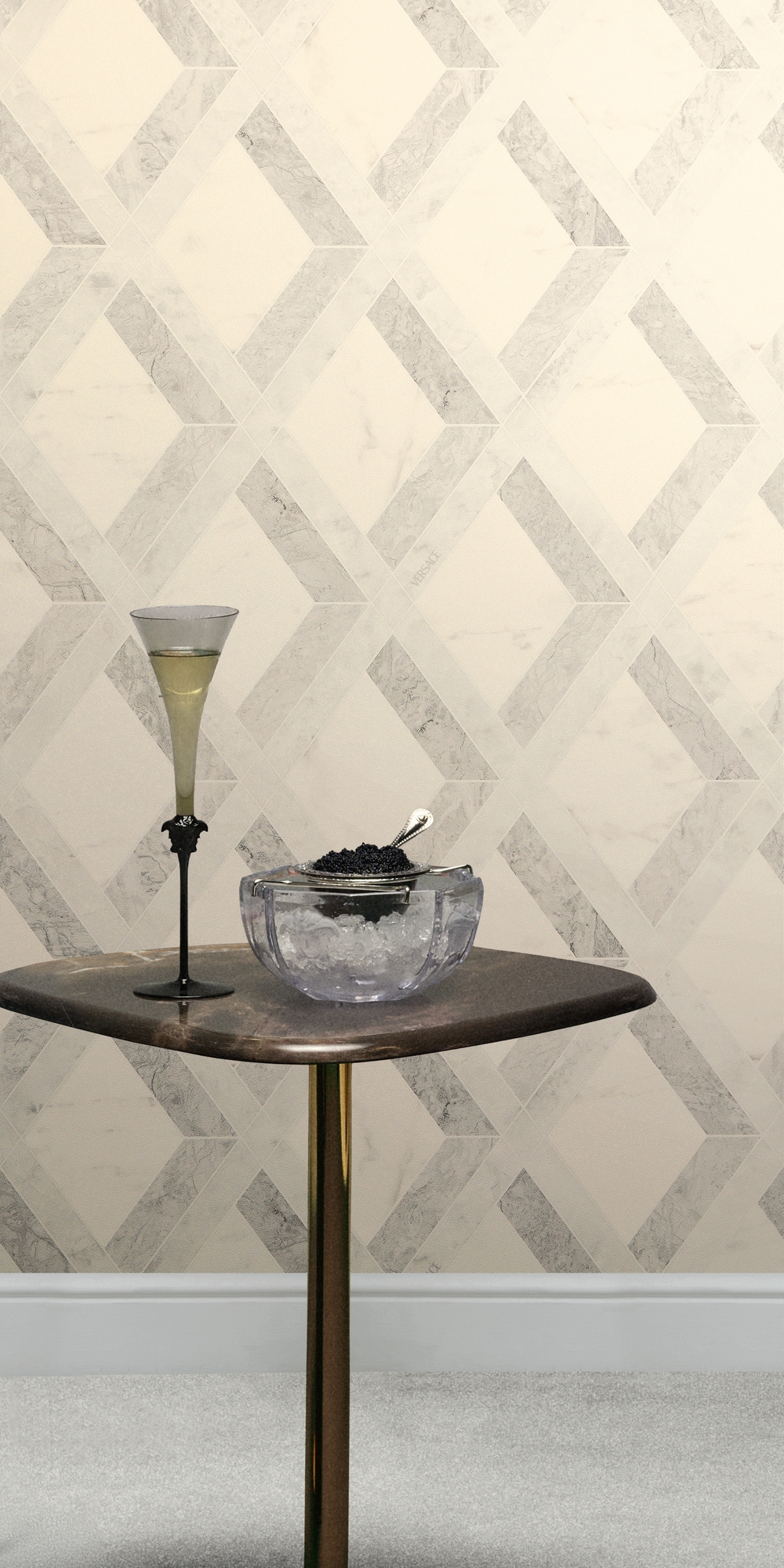 Versace Vliestapete "Versace 6 Tarsia –" 3D-Optik Barock Motiv geprägt Modernes Rautendesign in Marmoroptik mit strukturierter Oberfläche