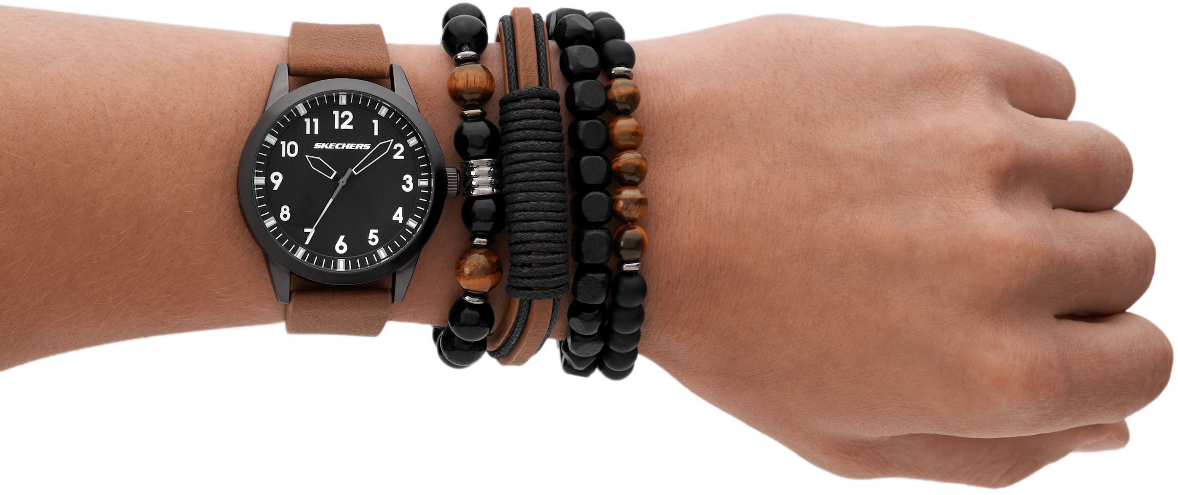 Skechers Quarzuhr, (Set, 5 tlg., mit 4 Schmuckarmbändern), Armbanduhr, Herrenuhr, analog, Geschenkidee