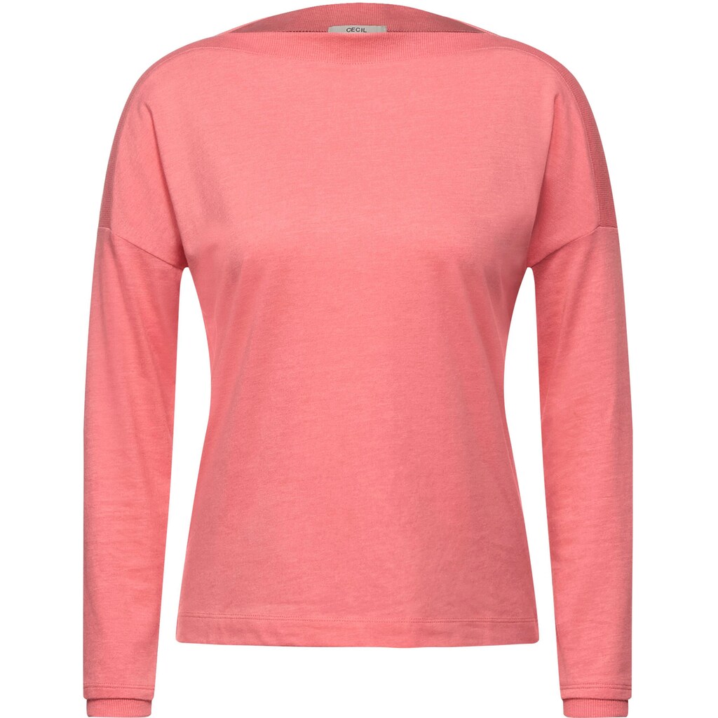 Damenmode Shirts & Sweatshirts Cecil Langarmshirt, in Melange-Optik rosa-meliert Damenmode Shirts & Sweatshirts Cecil Langarmshirt, in Melange-Optik rosa-meliert