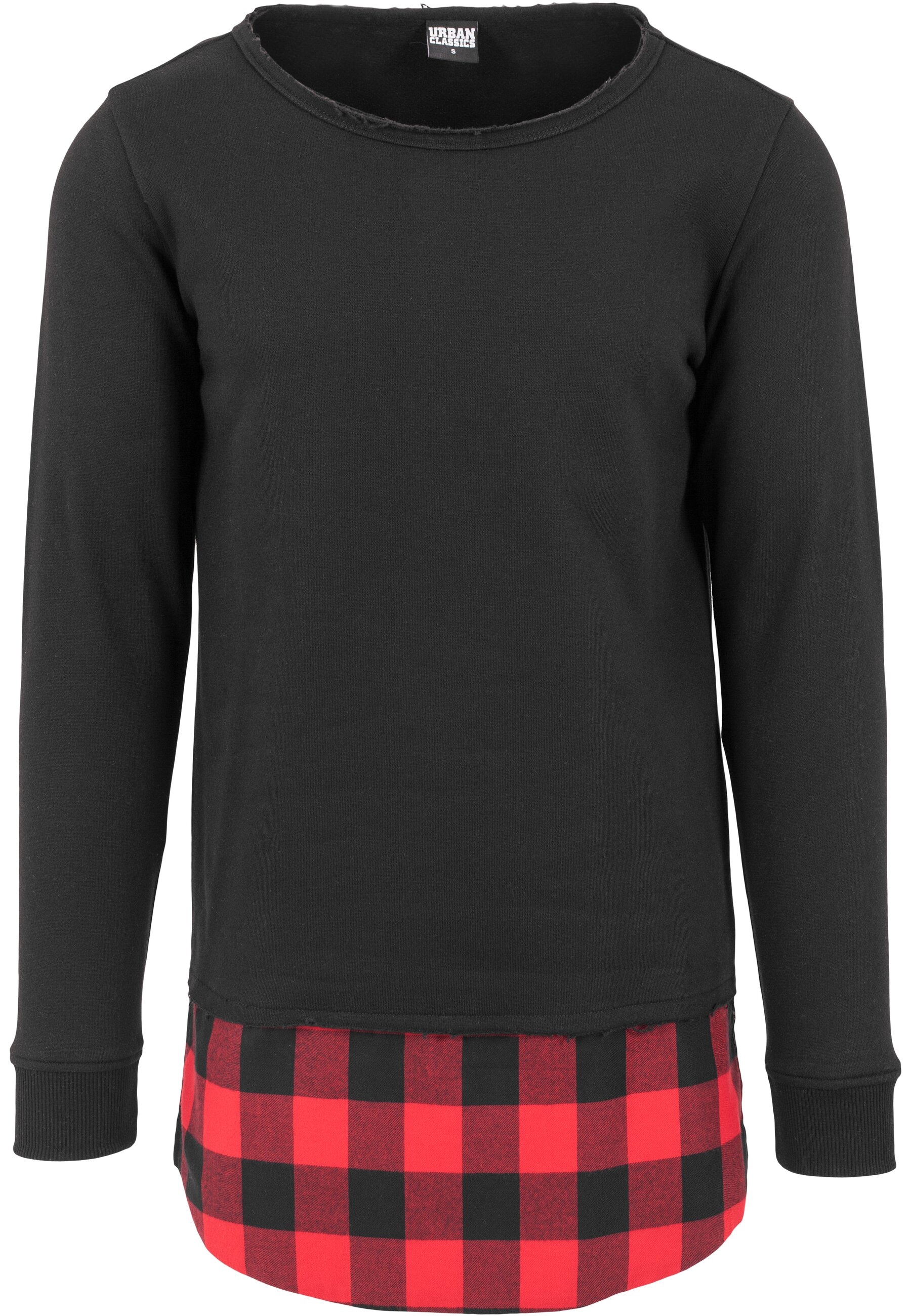 URBAN CLASSICS Rundhalspullover "Urban Classics Herren Long Flanell Bottom Open Edge Crewneck"