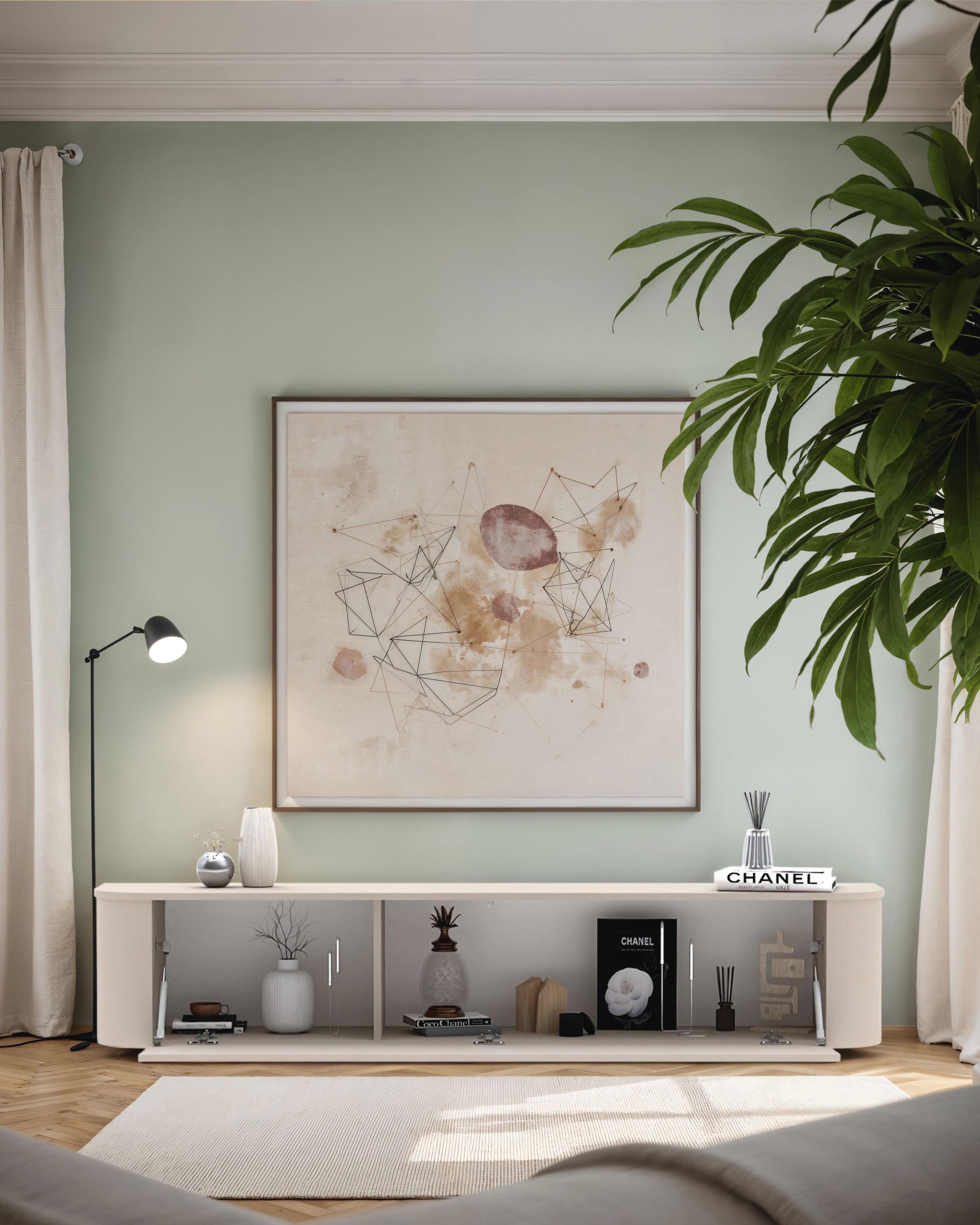 INOSIGN Lowboard »Lido, 181 cm breit, 1 Klappe, TV-Schrank, TV-Kommode, Medienboard« Formgebogenes MDF, Stirnseiten Rundung, Push-to-open, hängend/stehend