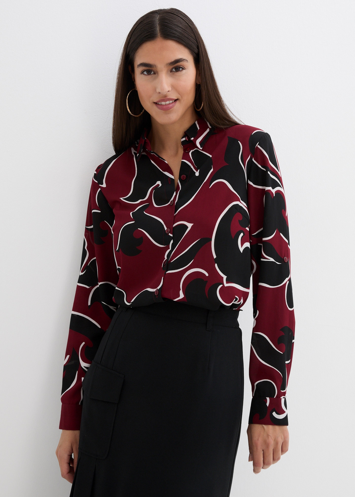 bonprix Hemdbluse lockere Passform, aus Polyester, eleganter Stil günstig online kaufen