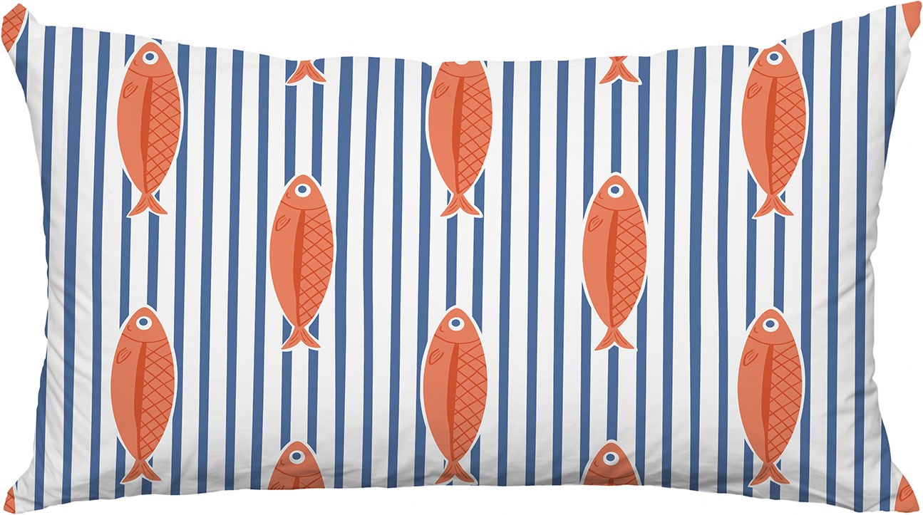 queence Dekokissen "Fische gestreift" Premium Outdoor Kissenbezug; Format: 60x40 cm