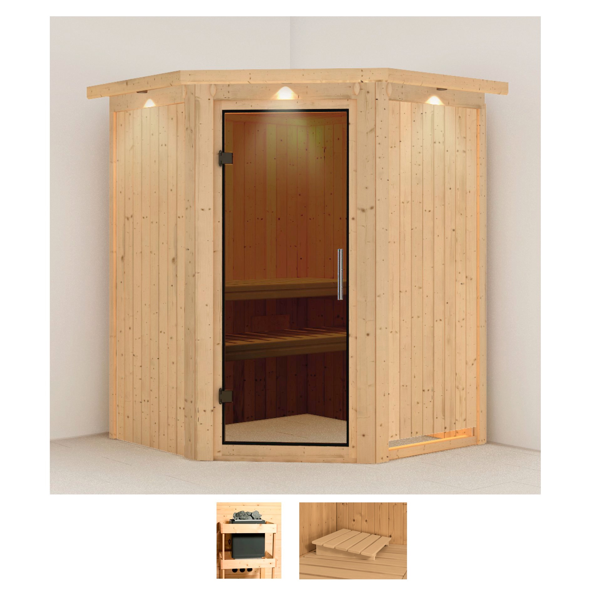 KARIBU Sauna "Nanna", ohne Ofen, (ohne Ofen), beige, Saunen, ohne Ofen