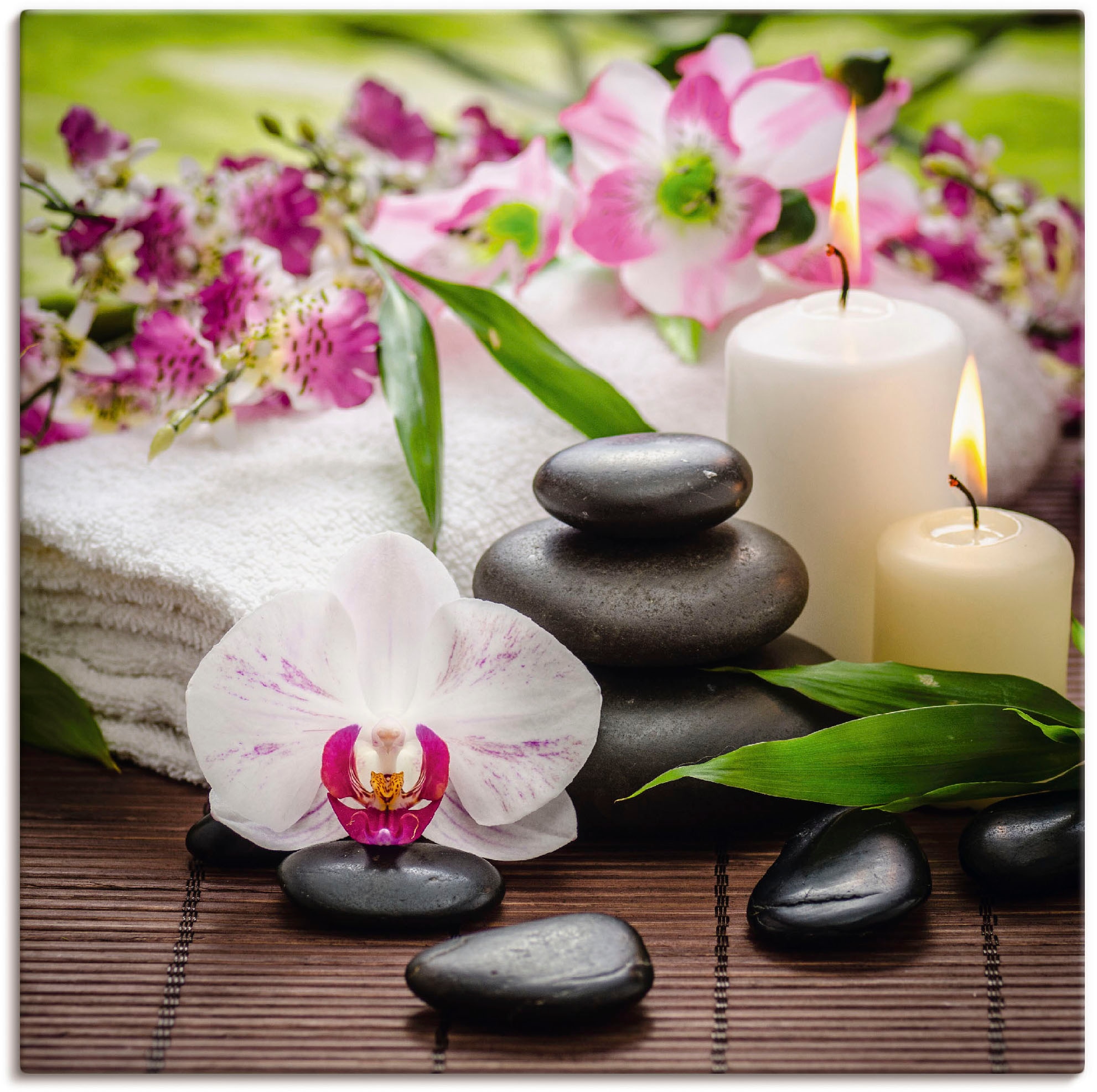 Artland Wandbild "Spa Orchideen Bambus Kerze" Zen Bilder 1 Stk. tlg. als Al günstig online kaufen