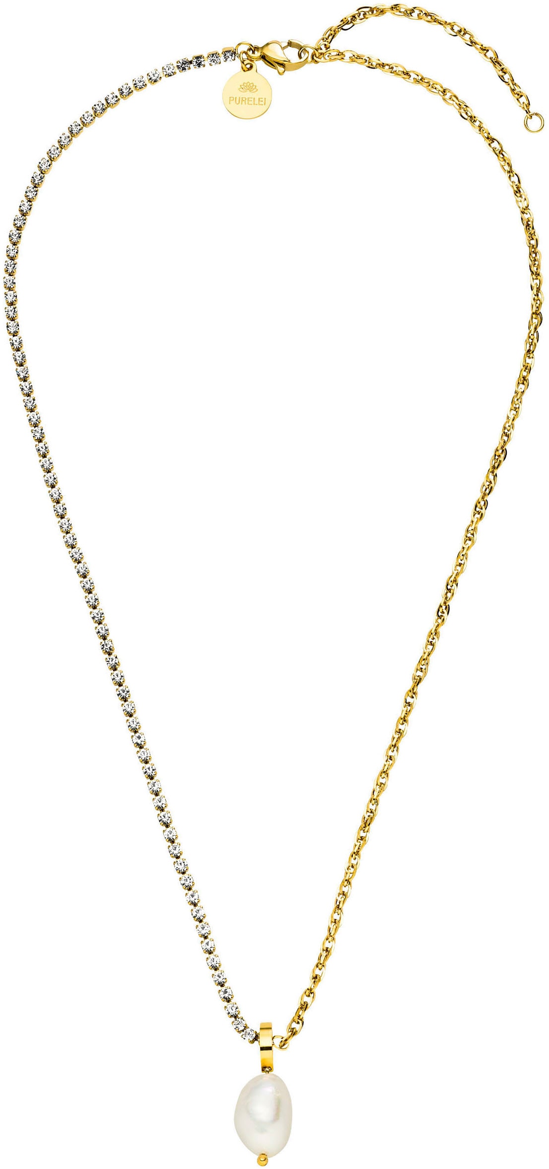 Purelei Kette mit Anhänger »Schmuck Geschenk Elua Glitzer, 2108«, mit Zirkonia (synth.) - mit Süßwasserzuchtperle