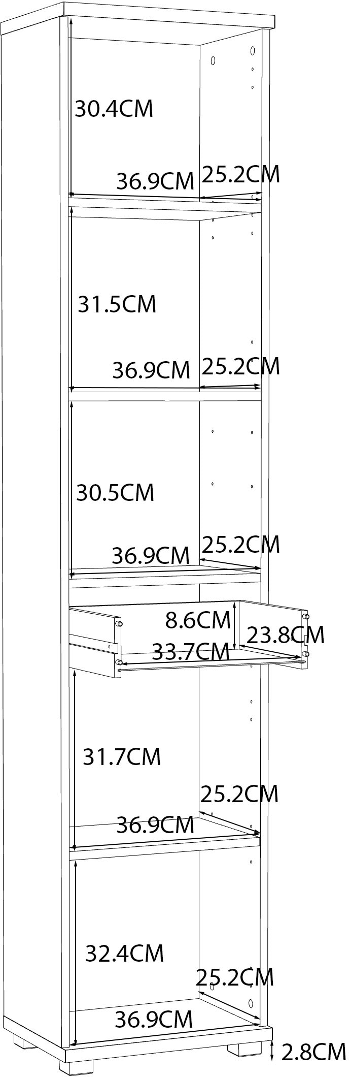 FORTE Hochschrank »Champ«, Hochschrank, Stauraum, 2 Türen, Schubkasten