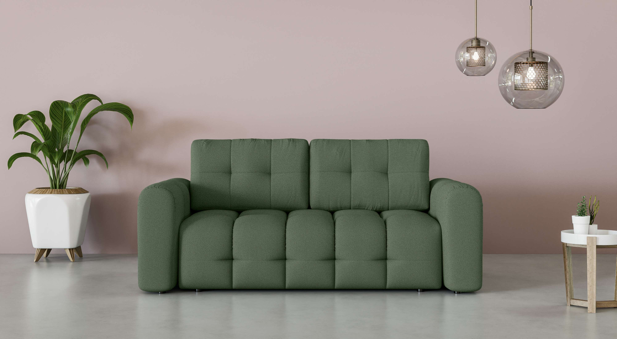 OTTO home 2-Sitzer "Manilla, trendige Steppung, 2 Rückenkissen, B/T/H 195/107/91 cm" mit Wellenunterfederung, in verschiedenen Materialien und Farben