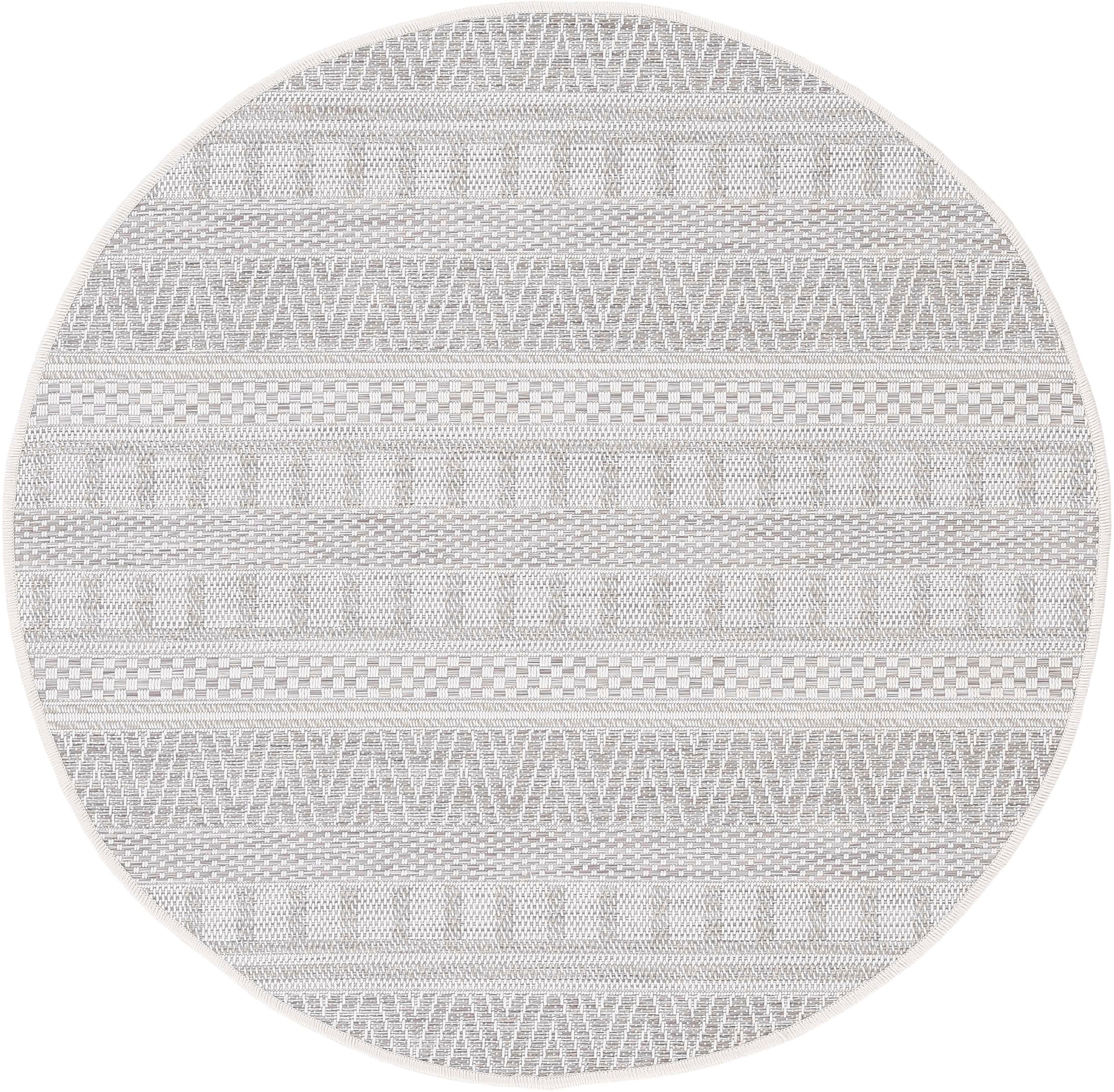 carpetfine Teppich "Boho 100" rund 4 mm Höhe robustes Flachgewebe, Sisal Optik, UV-beständig, Außenbereich