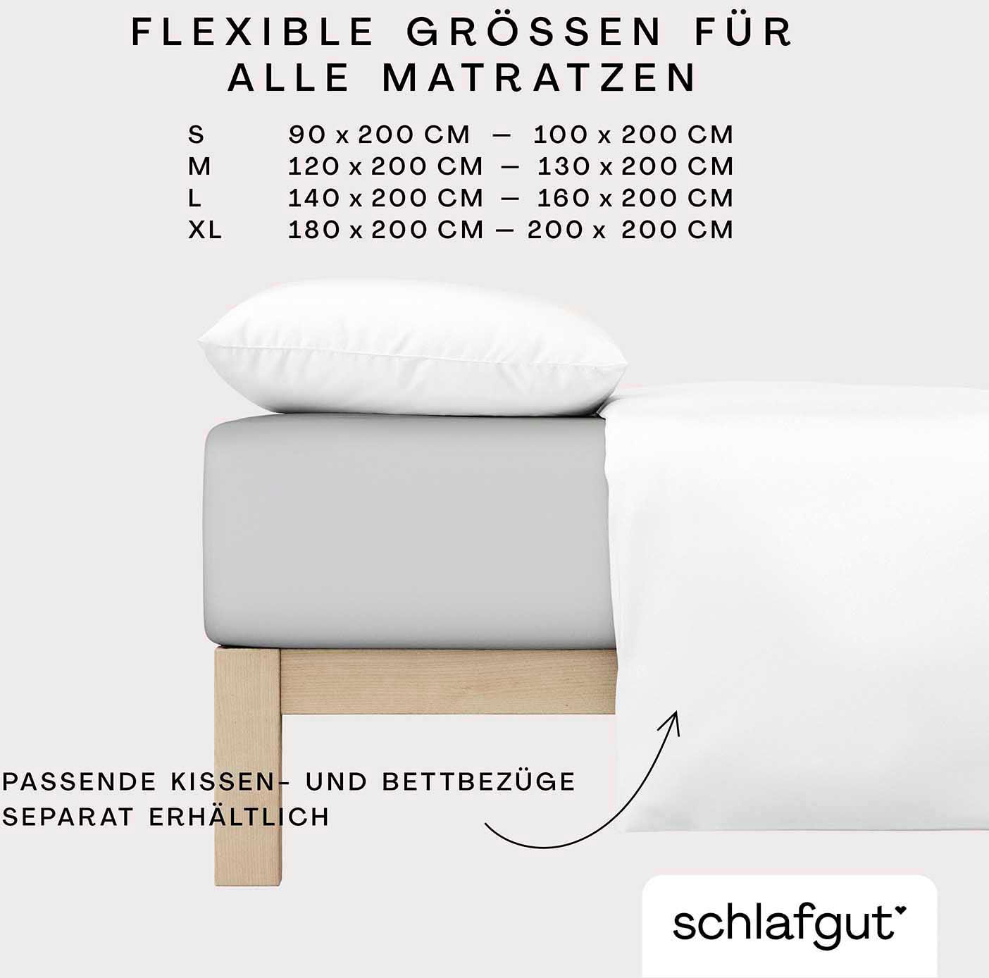 Schlafgut Spannbettlaken »CASUAL u.a. in Gr. 90x200, 140x200 oder 180x200 cm, 100% Bio-Baumwolle«, Bettlaken für Matratzen bis 25 cm Höhe, zuverlässig, langlebig, weich