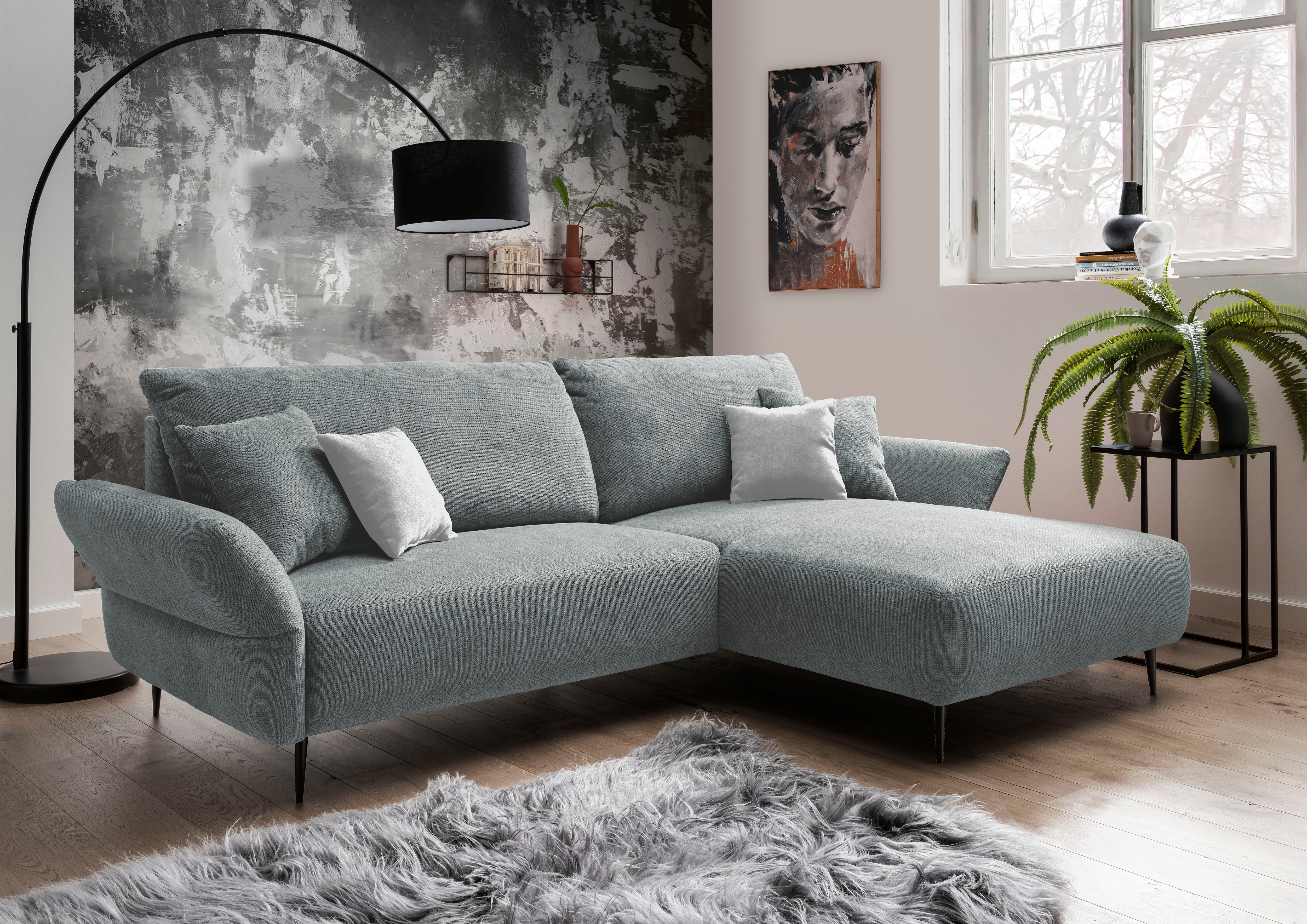 Home affaire Ecksofa "Amarena modern & bequem, verstellbare Armlehnen, L-Form" inklusive Armlehnenverstellfunktion, inkl. 4x Zierkissen