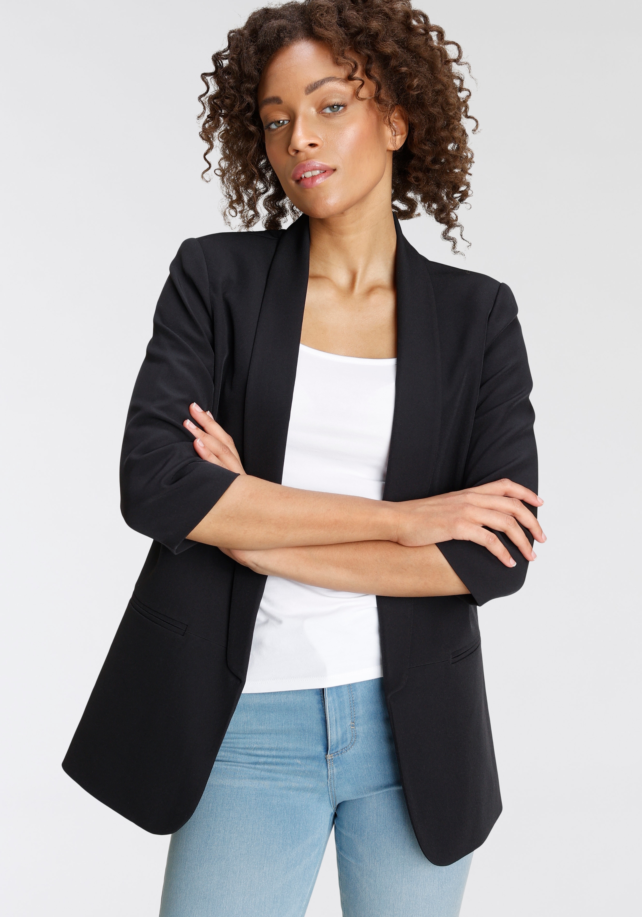 ONLY Kurzblazer "ONLELLA – Femininer Blazer mit 3/4-Ärmeln und Raffung", re günstig online kaufen