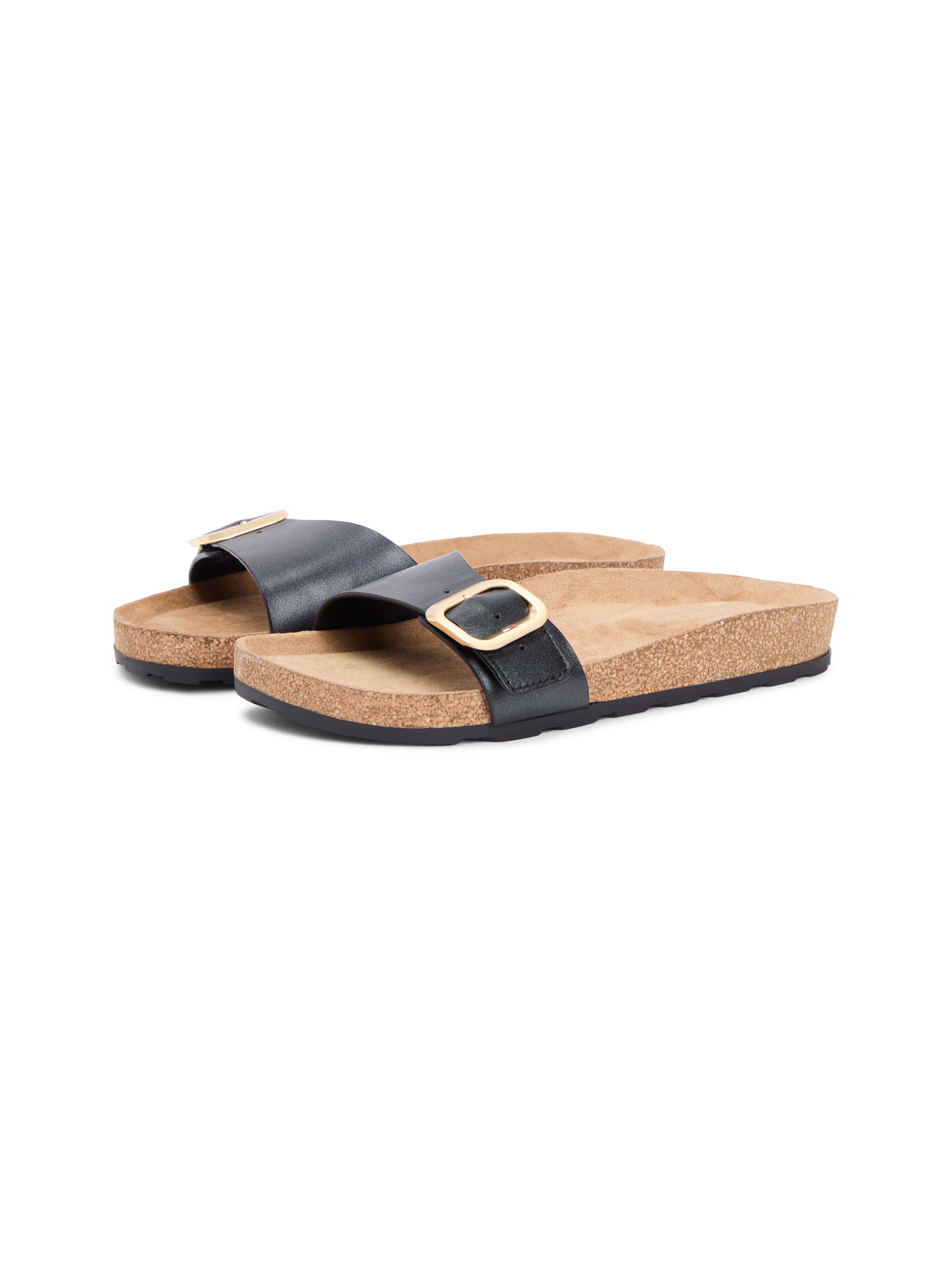 Tommy Hilfiger Pantolette "TH CLASSIC CORK SANDAL PEARL LTH" Strandschuh, Pool Slides, Flat mit Logoemblem
