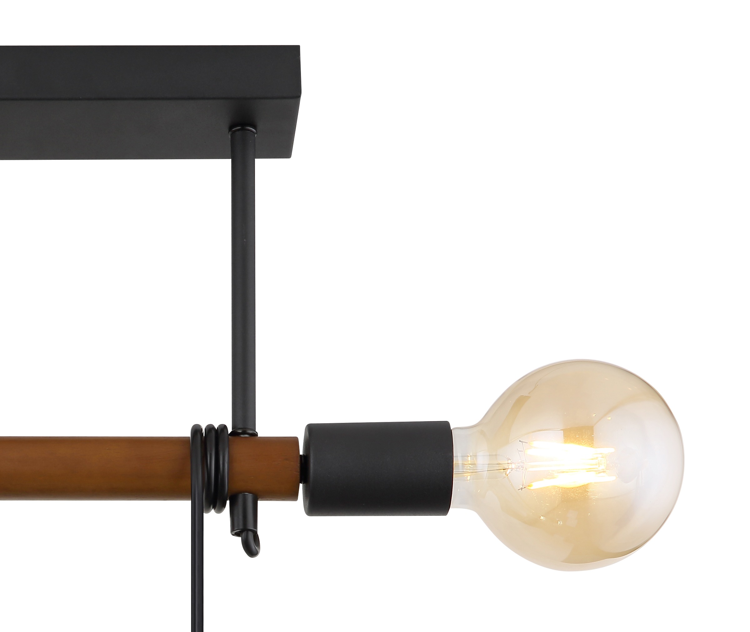 GLOBO LIGHTING Deckenleuchte »HEINRICH« E27 1 Stk. Schlichte Deckenleuchte schwarz matt mit Holz braun, Kabel