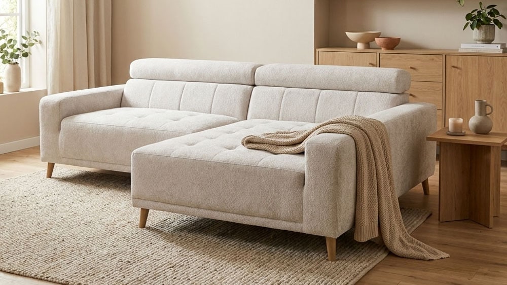 OTTO home Ecksofa »Greevy 248 x 172 cm mit Steppungen, für gängige Saugroboter geeignet« Kopfteile verstellbar, aus pflegeleichtem, weichem Luxus-Microfaser