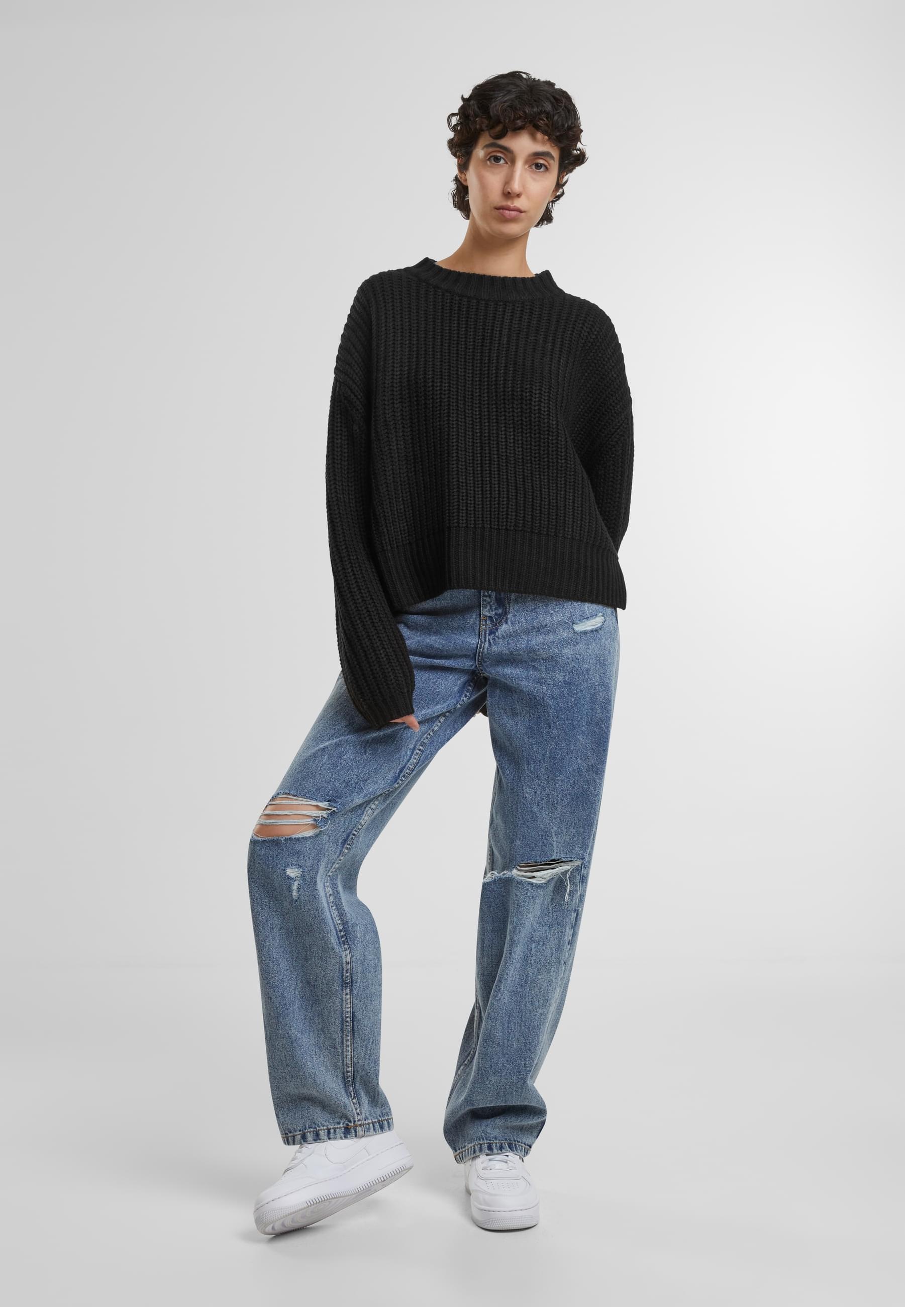 URBAN CLASSICS Rundhalspullover »Urban Classics Ladies Wide Basic Oversized Sweater«, (1 tlg.)