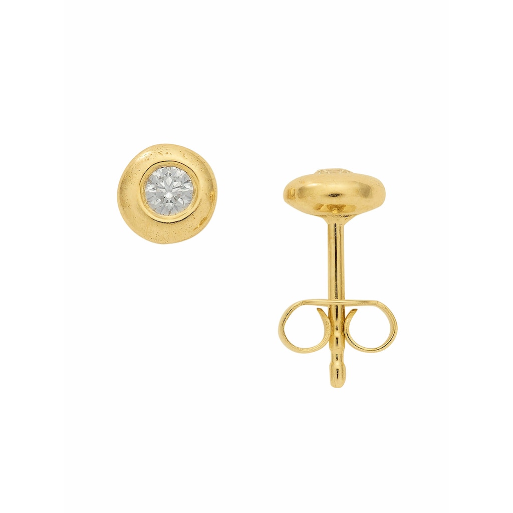 Adelia´s Paar Ohrhänger 585 Gold mit Diamant / Brillant Goldschmuck für Damen