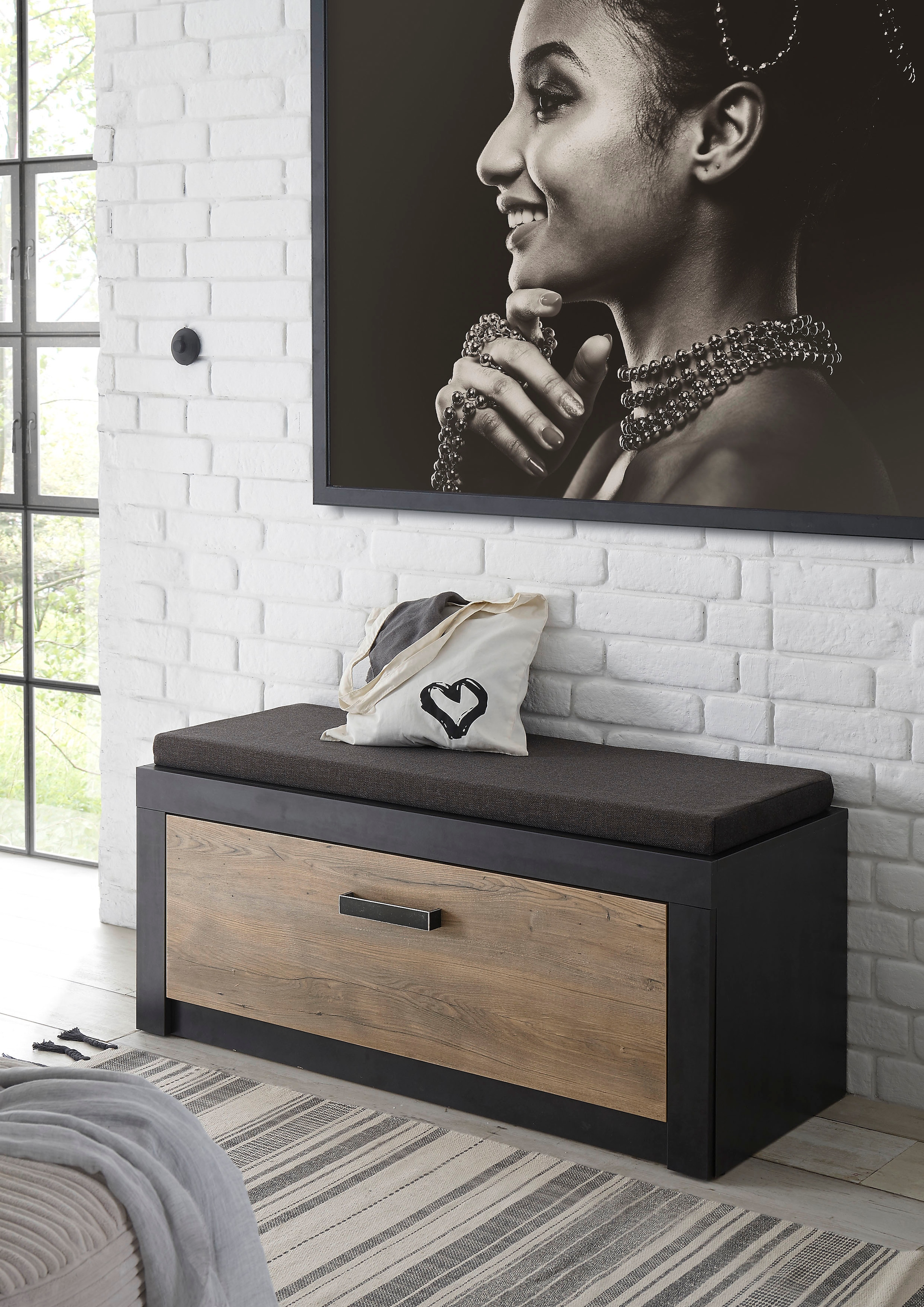 INOSIGN Schuhbank "Brügge, Garderobenbank mit Klappe und Sitzkissen, modern günstig online kaufen