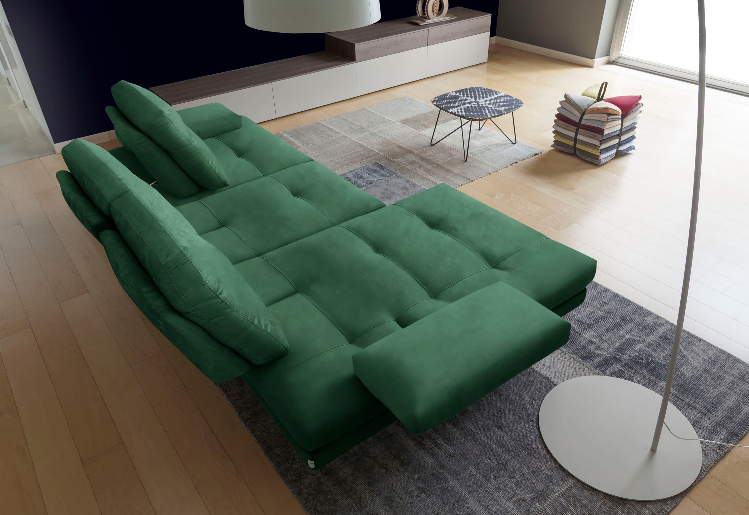CALIA ITALIA Ecksofa »Toby Wing, L-Form, Designsofa mit sensationellem Sitzkomfort«, inklusive Sitztiefenverstellung, Füße in chrom glänzend
