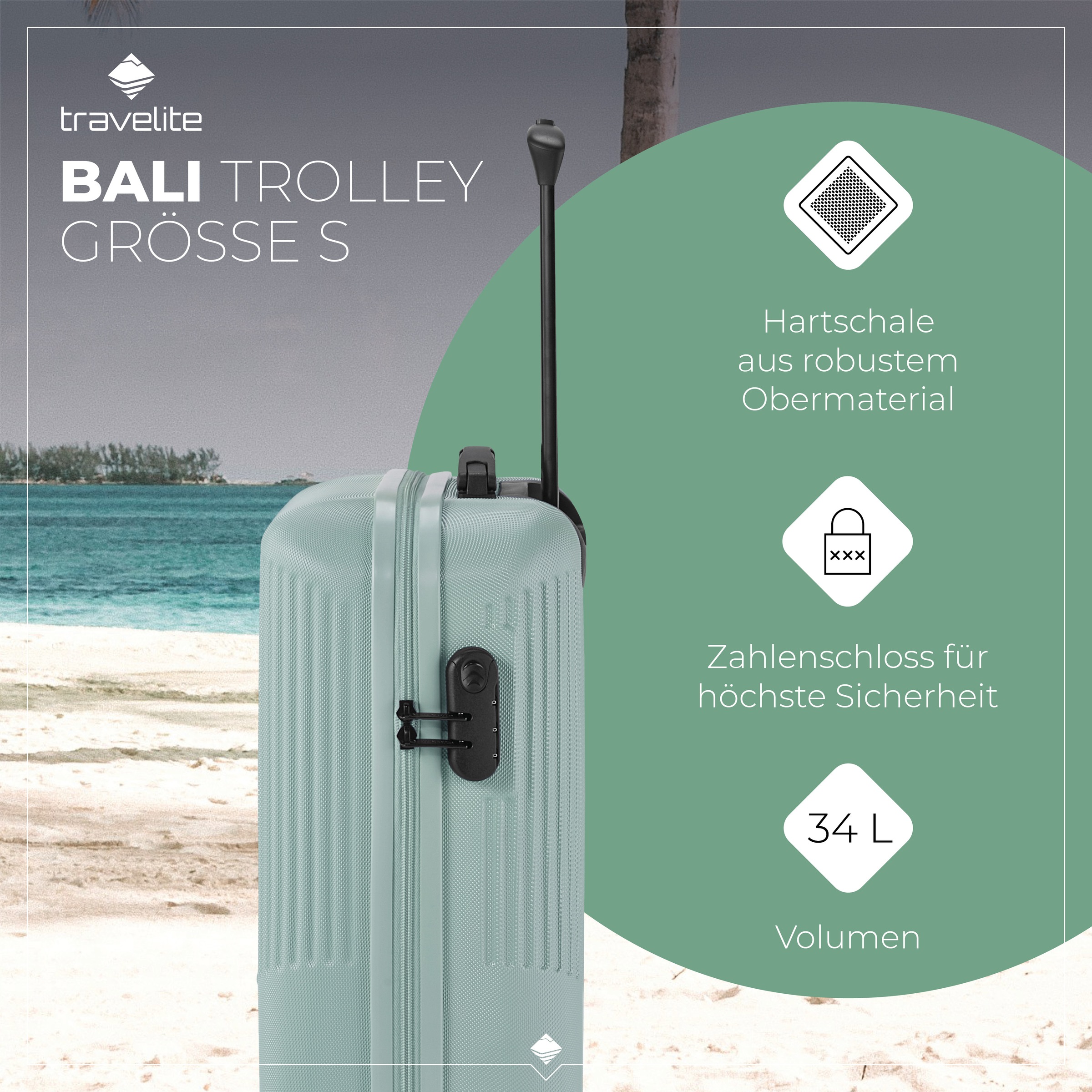 travelite Hartschalen-Trolley »BALI, in verschiedenen Größen und Farben« 34 l 4 Rollen Hartschallenkoffer Reisegepäck Reisekoffer TSA Schloss