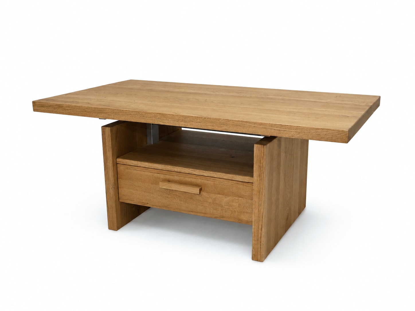 OTTO home Couchtisch »Ravenna, Kaffeetisch« Wildeiche Natur/Smoke massiv, Liftfunktion, Schublade, Ablage