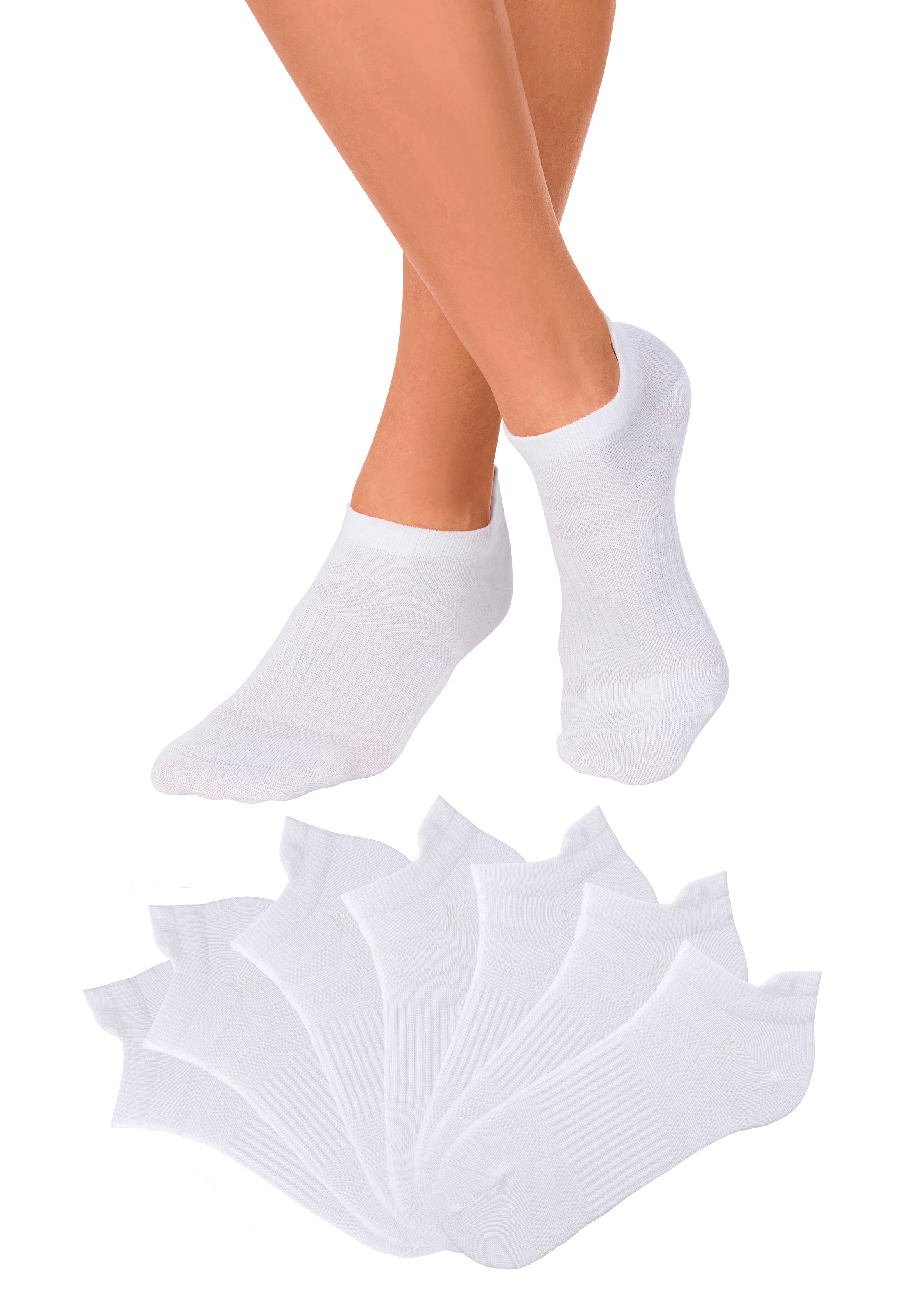 LASCANA ACTIVE Sneakersocken, (Packung, 7 Paar), in Piqué-Optik