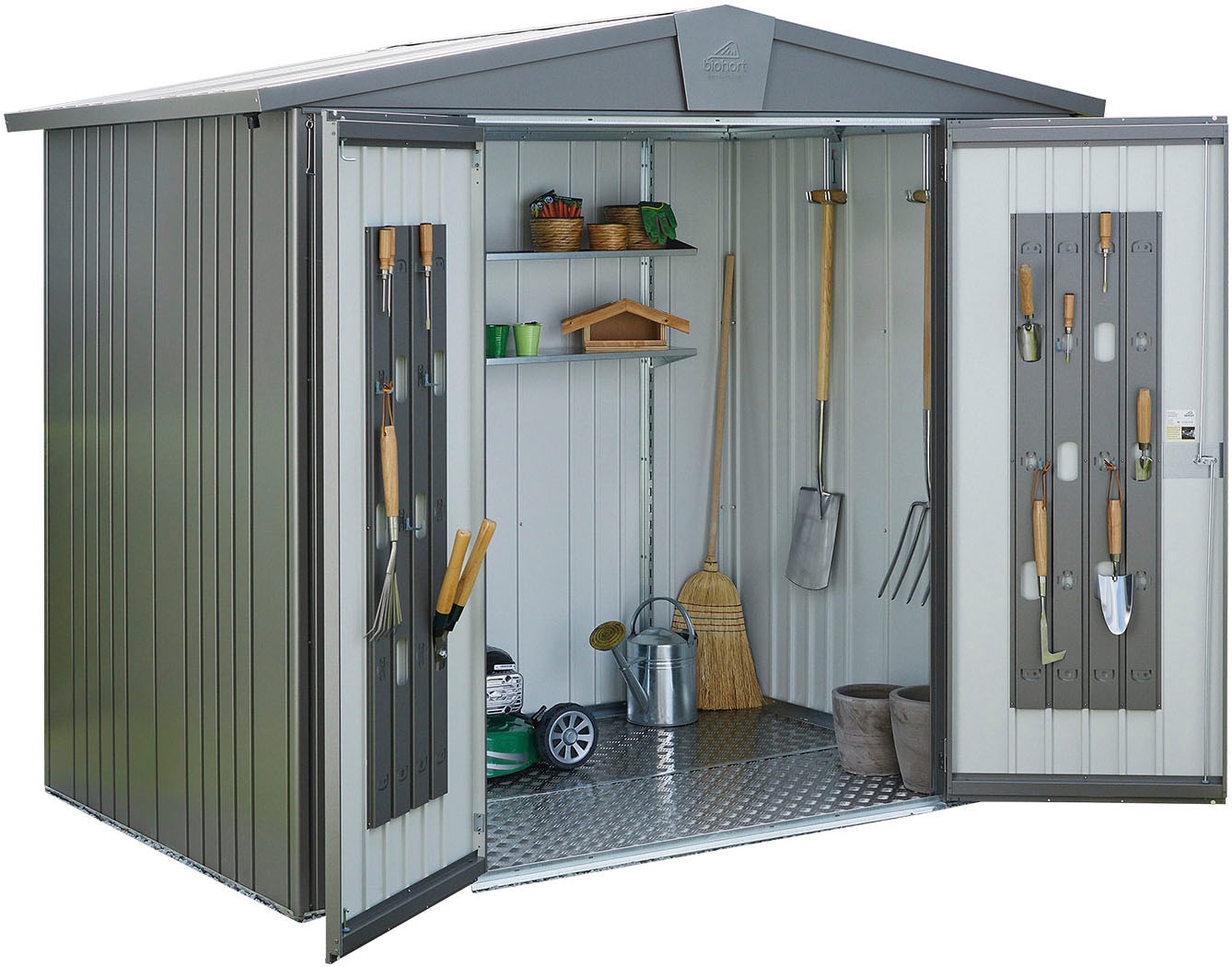 Biohort Gerätehaus »Europa Gr. 4, verschiedene Farben«, Qualitäts-Geräteschuppen aus Metall