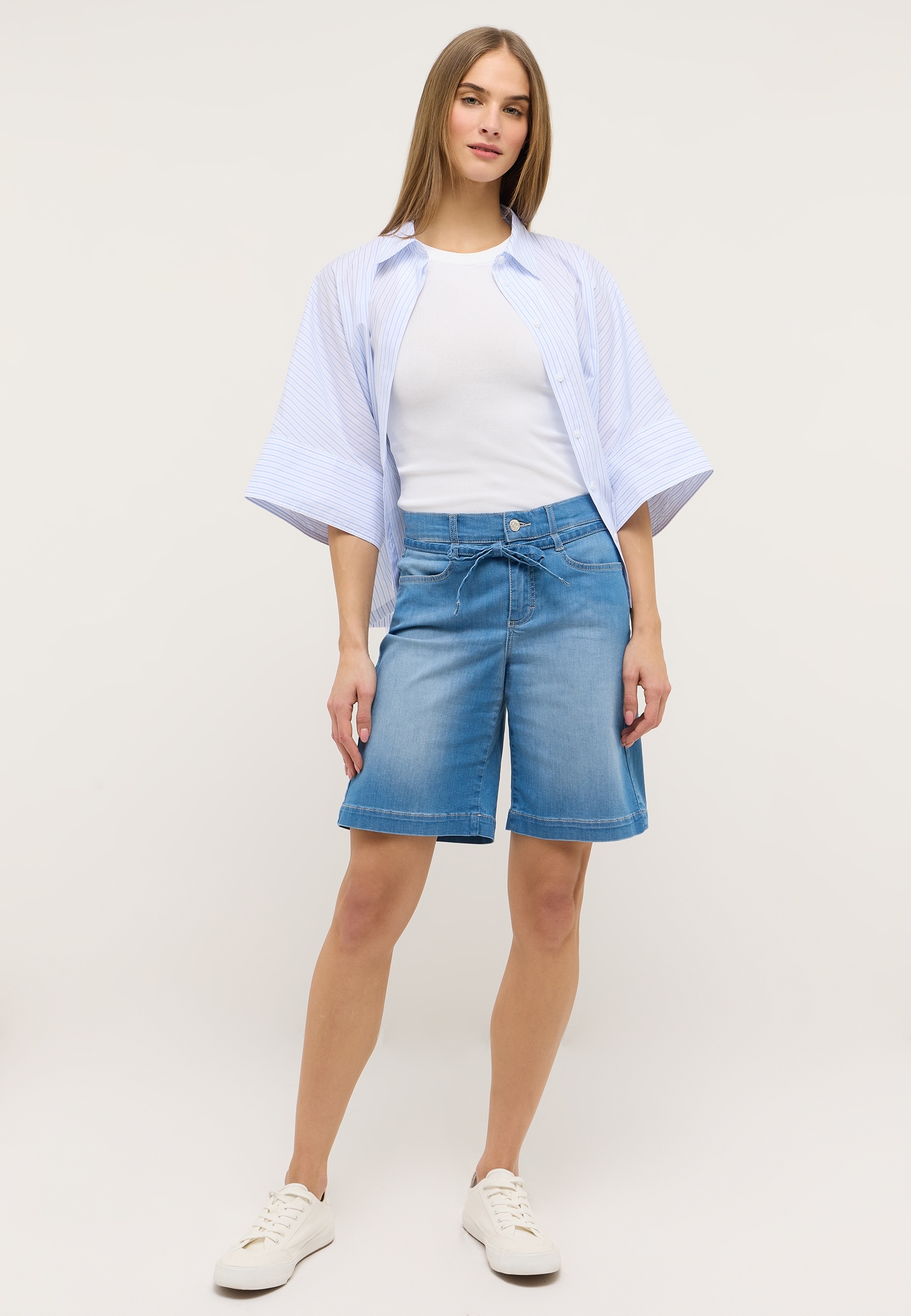 ANGELS Jeansbermudas »LIA CITY« mit Stretch und Bindeband aus Denim