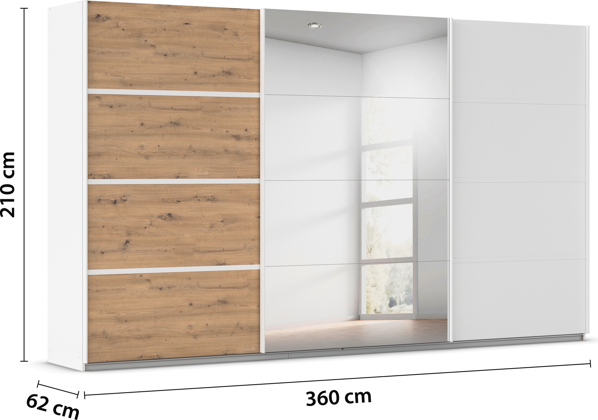 rauch Kleiderschrank »Schwebetürenschrank OTTO´s Choice Garderobe Schrank TOP ANGEBOT Avola«, (in 3 verschiedenen Ausstattungen BASIC/CLASSIC/PREMIUM inkl. Spiegel), mit eleganten Zierleisten in Chrom, Schwarz oder Weiß MADE IN GERMANY