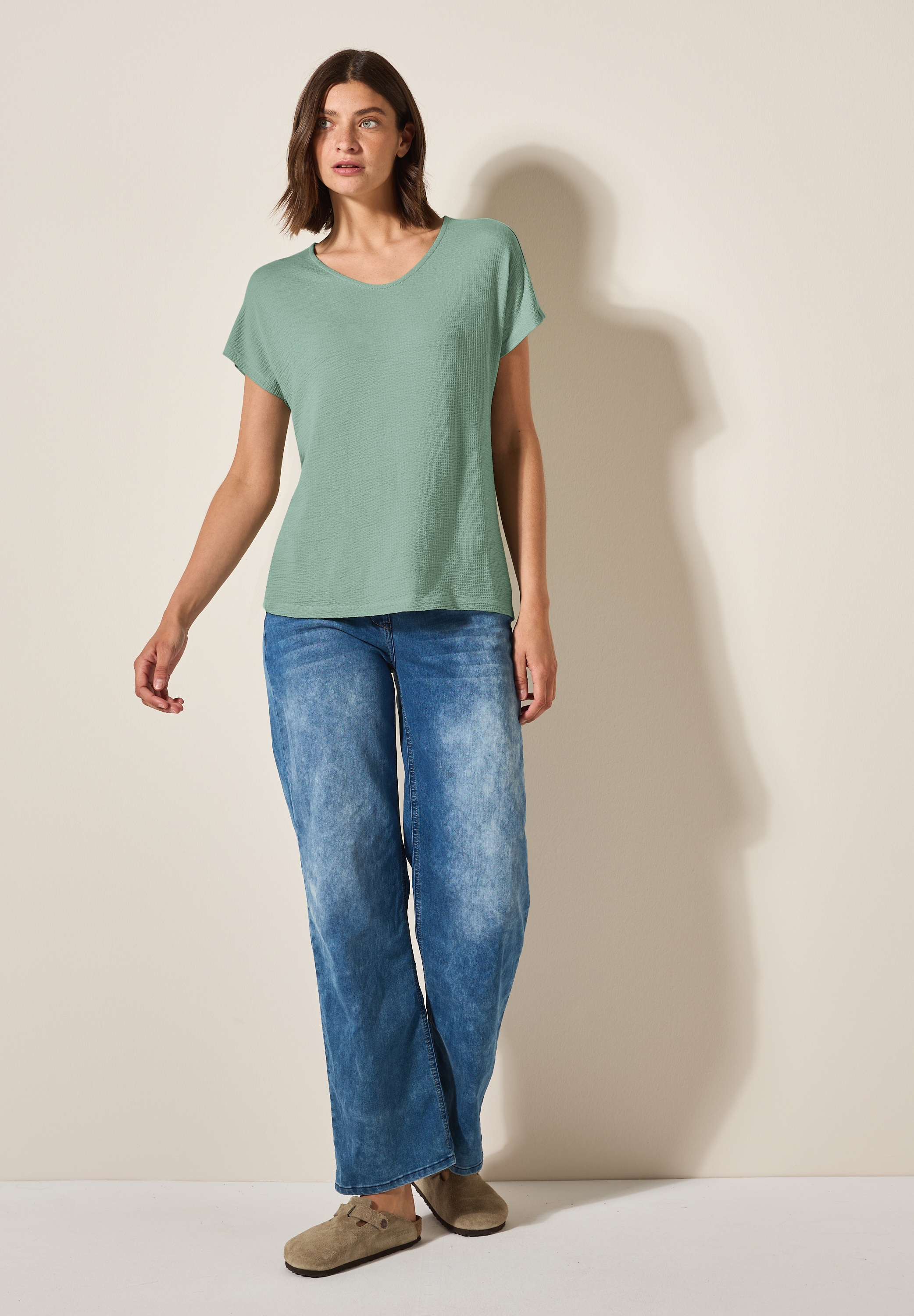 Cecil V-Shirt, aus softem Materialmix