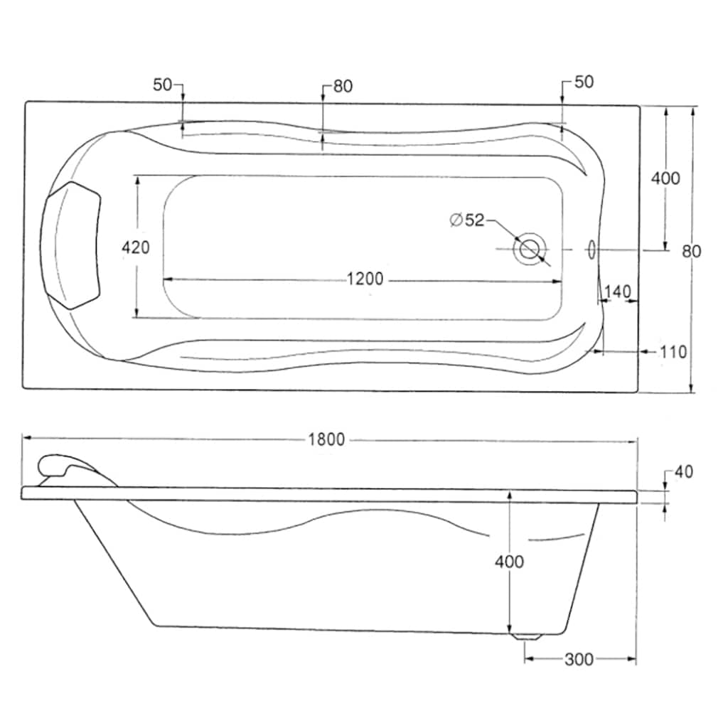 OTTOFOND Whirlpool-Badewanne »Jamaica«, (Komplett-Set)