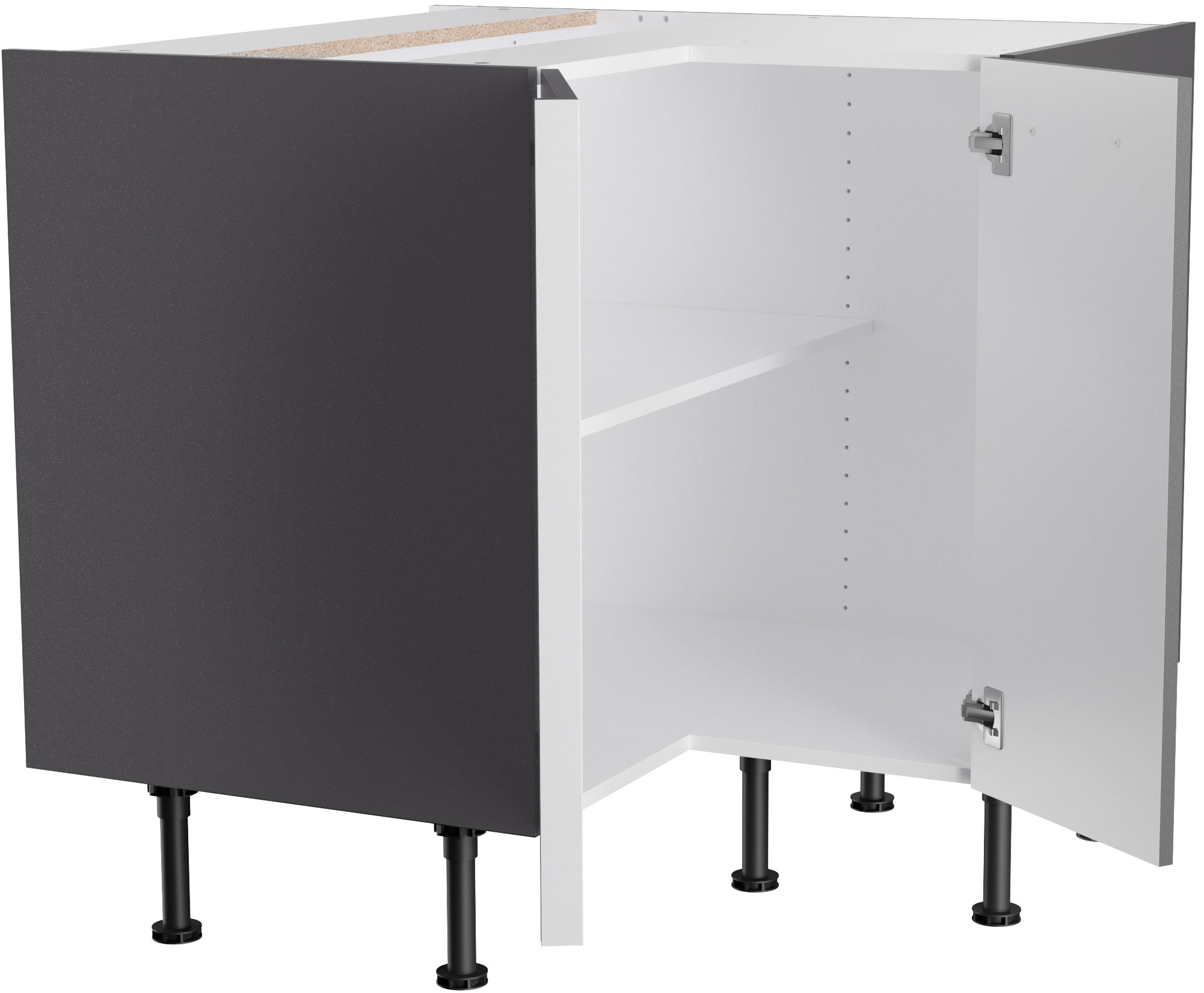 Thumbnail - KOCHSTATION Eckunterschrank "KS-Bern2" Breite 90 x 90 cm, 1 Tür, 1 Einlegeboden