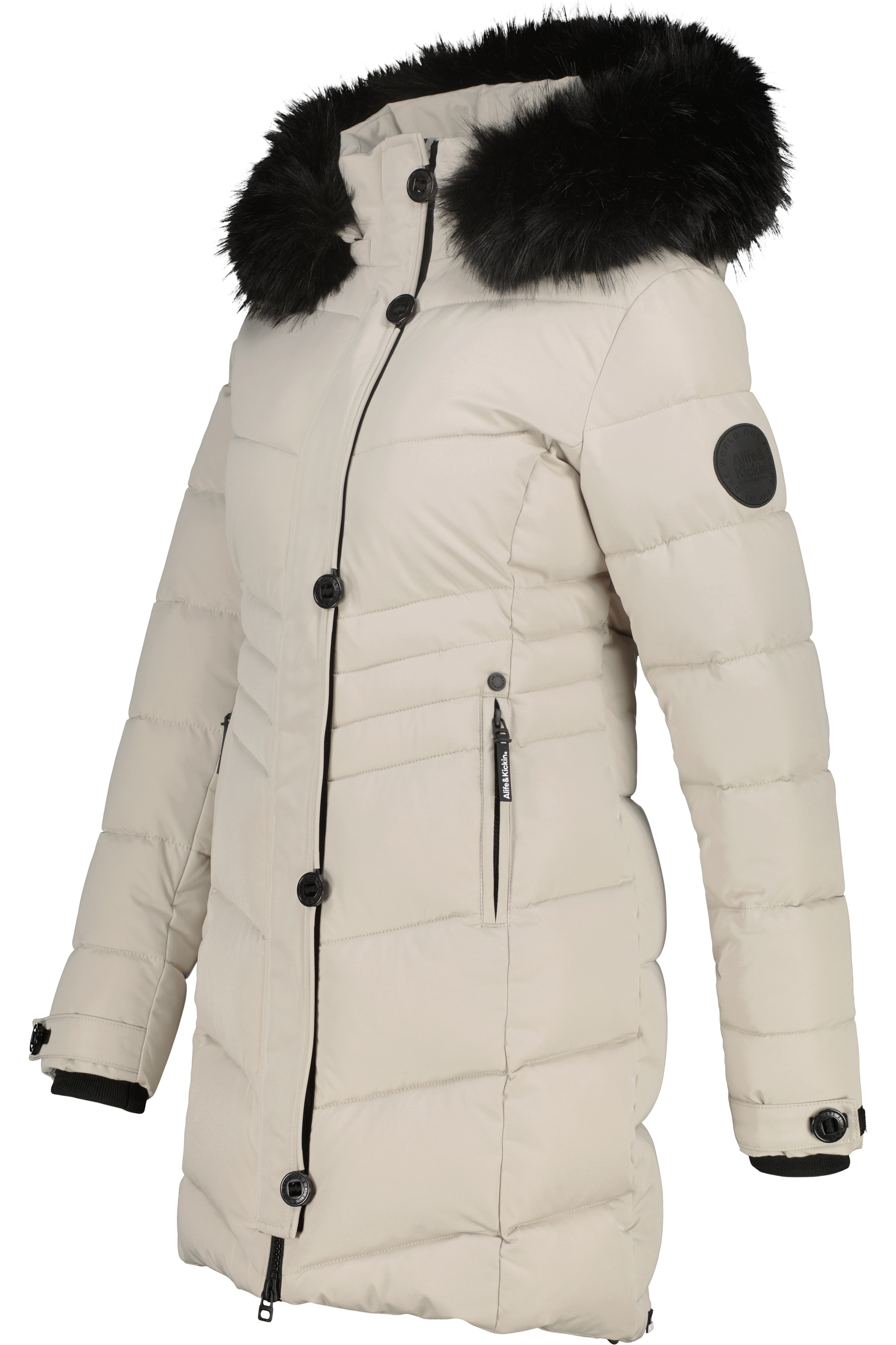 Alife & Kickin Winterjacke »Damen AmaliaAK A«, mit Kapuze, Lange gefütterte Damenwinterjacke mit abnehmbarer Kunstfellkapuze