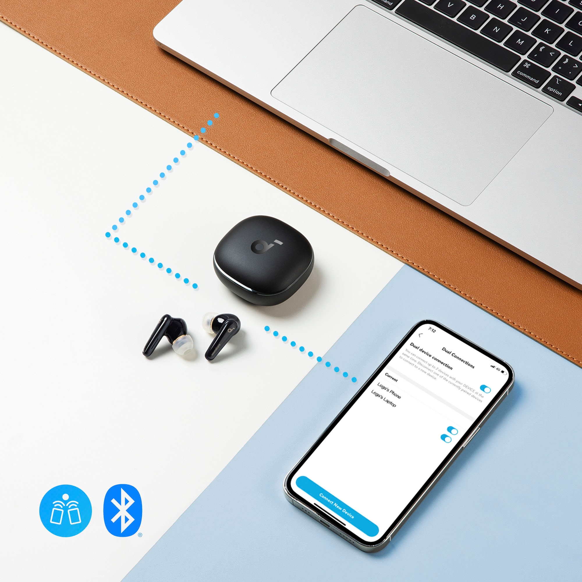 Anker In-Ear-Kopfhörer »Soundcore Liberty 4«, Bluetooth, Active Noise Cancelling (ANC)-Freisprechfunktion-Hi-Res-Multi-Point-Verbindung-Transparenzmodus-kompatibel mit Siri