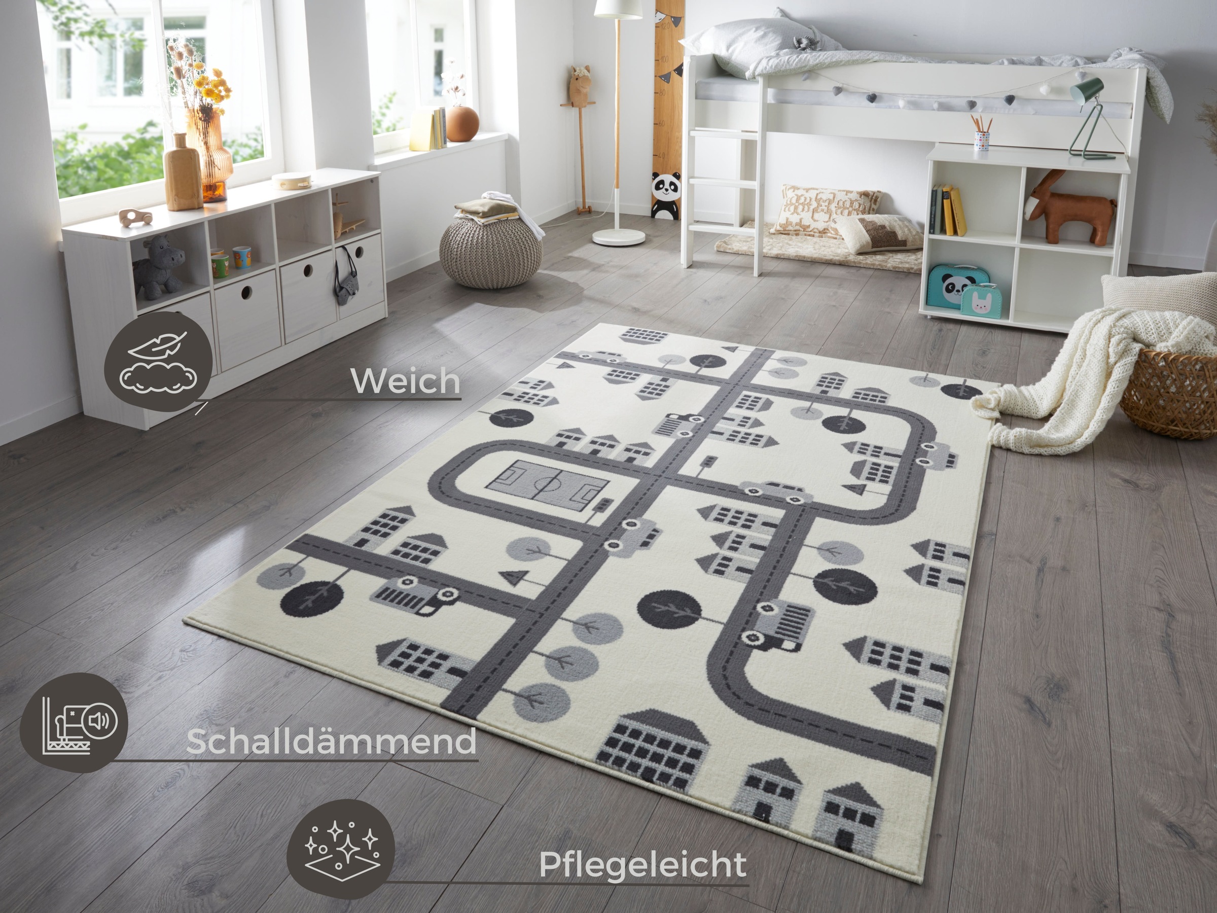 HANSE Home Kinderteppich "Town" rechteckig 0,9 mm Höhe Kurzflor, Kindertepp günstig online kaufen