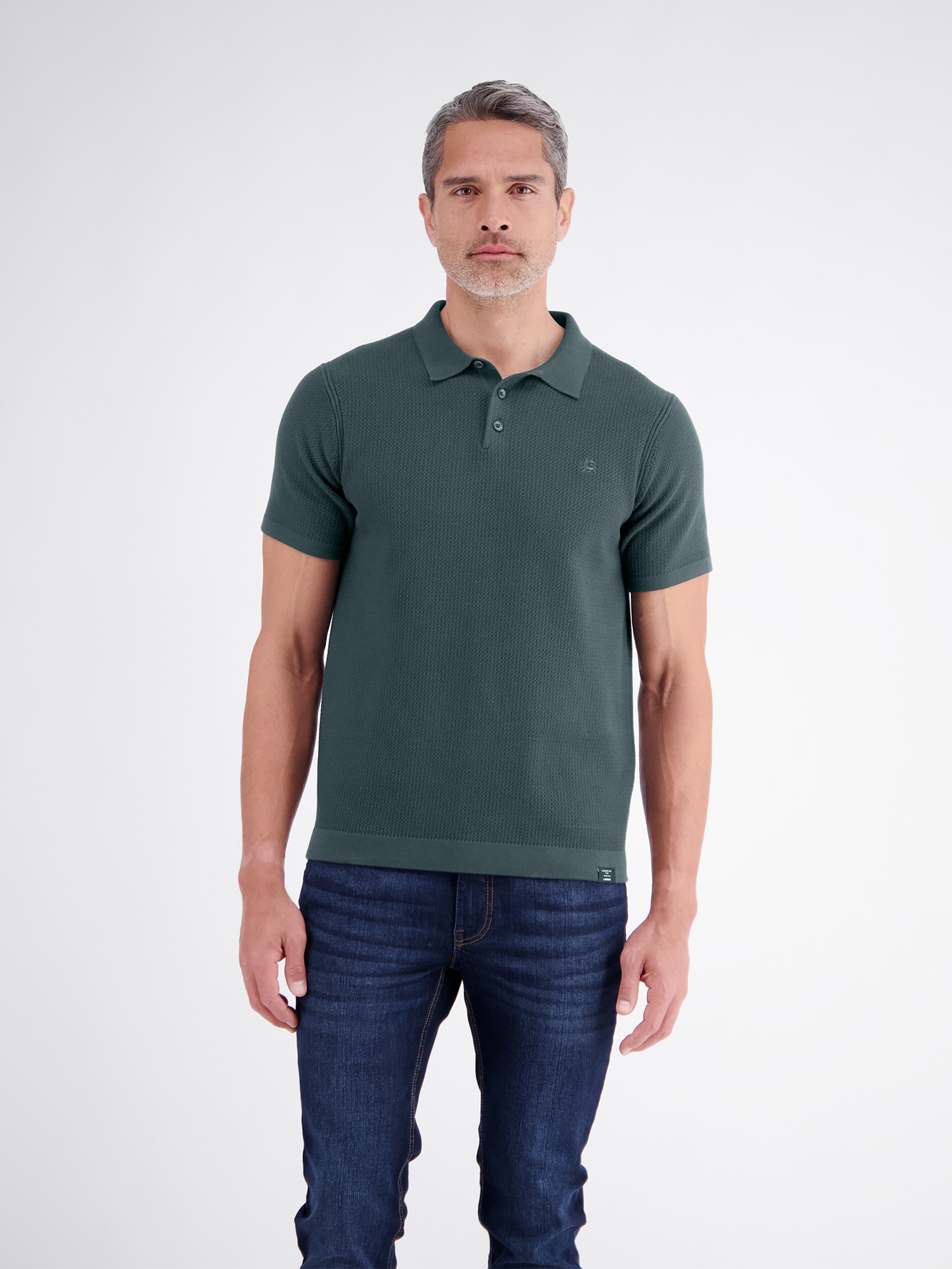 LERROS Poloshirt "Polohemd in legerer Strickoptik aus griffiger Baumwolle"