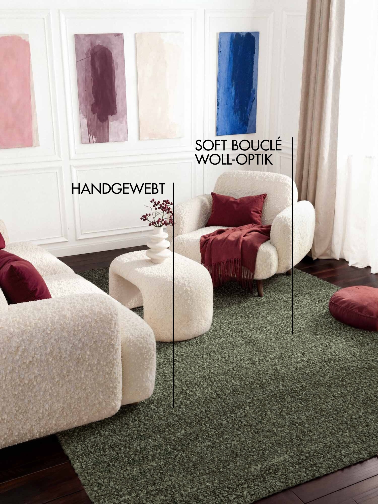 Thumbnail - Ted Baker Teppich "Soft Bouclé Portobello, auch als Läufer" rechteckig 10 mm Höhe Woll-Optik, Bouclé Meliert, Wohnzimmer...